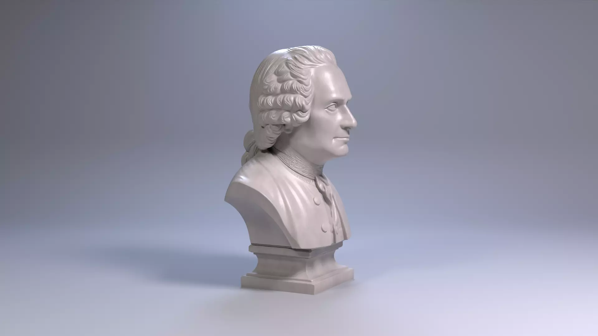 Jean Jacques Rousseau Bust 3D Printable STL File 3D print model_21