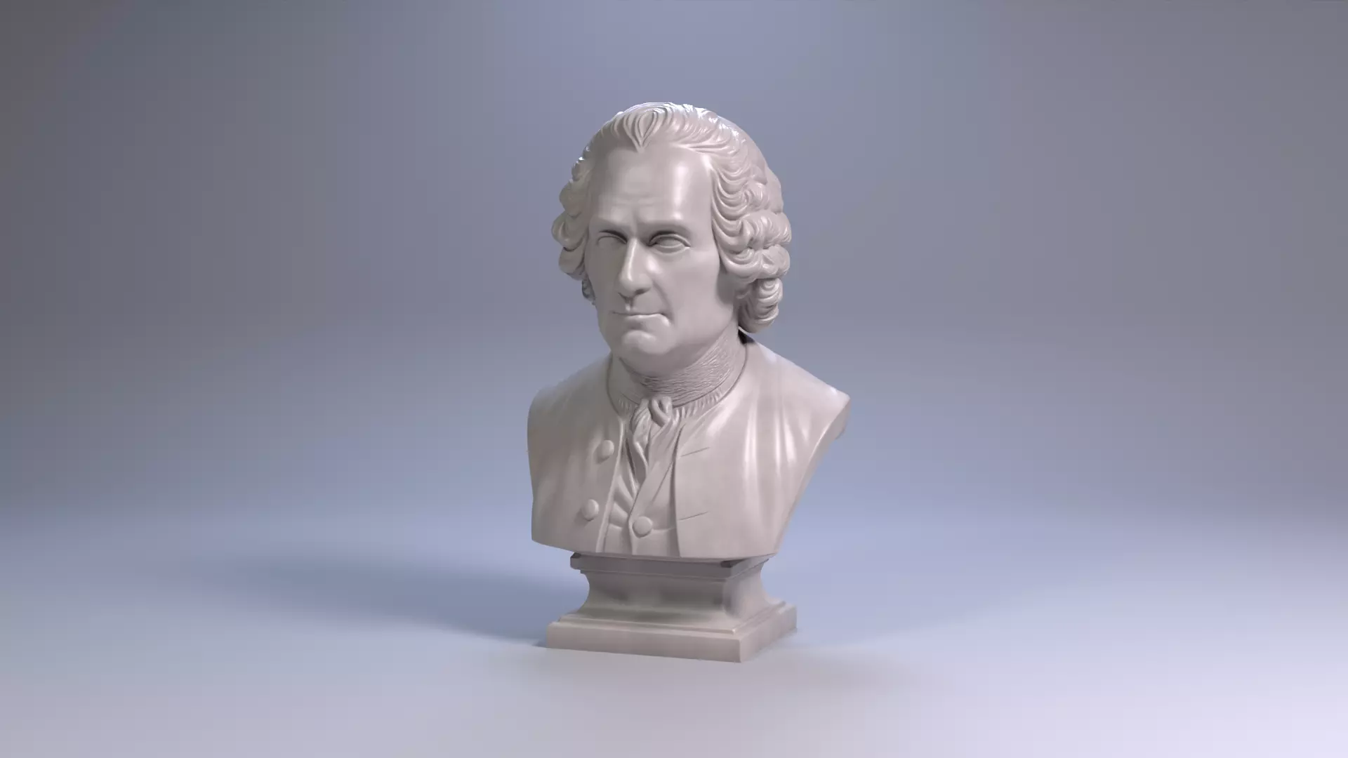 Jean Jacques Rousseau Bust 3D Printable STL File 3D print model_13