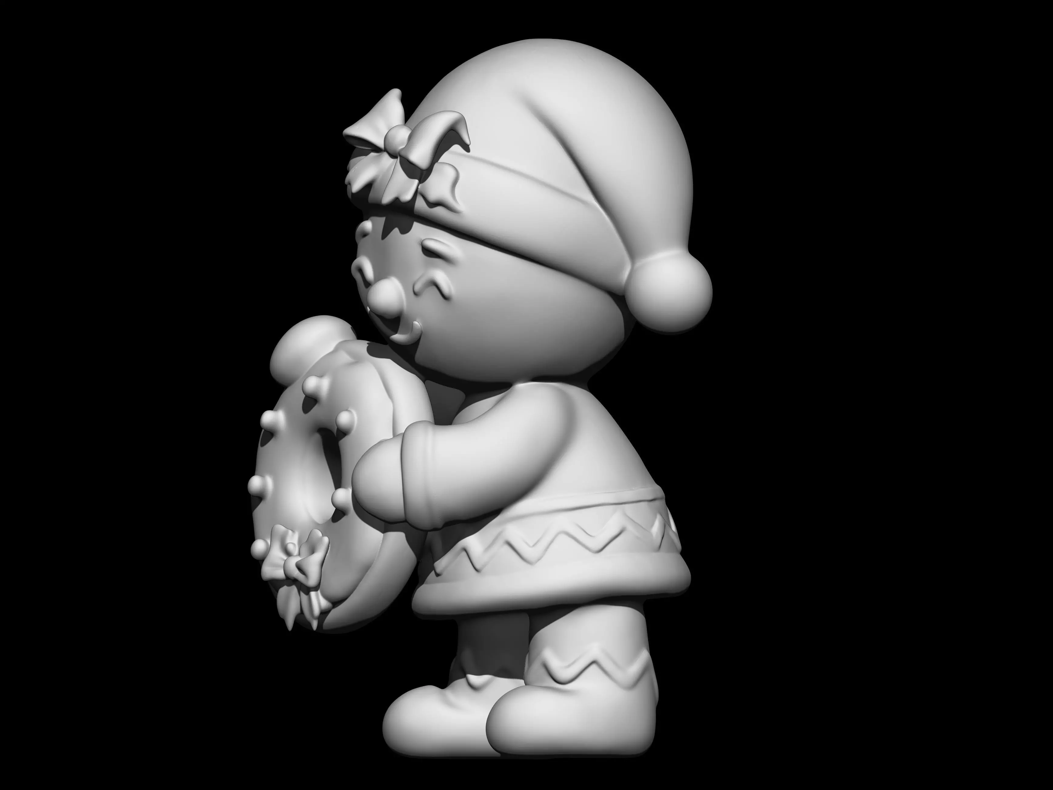 Chibi Gingerbread Girl with Donut 3D print model_2