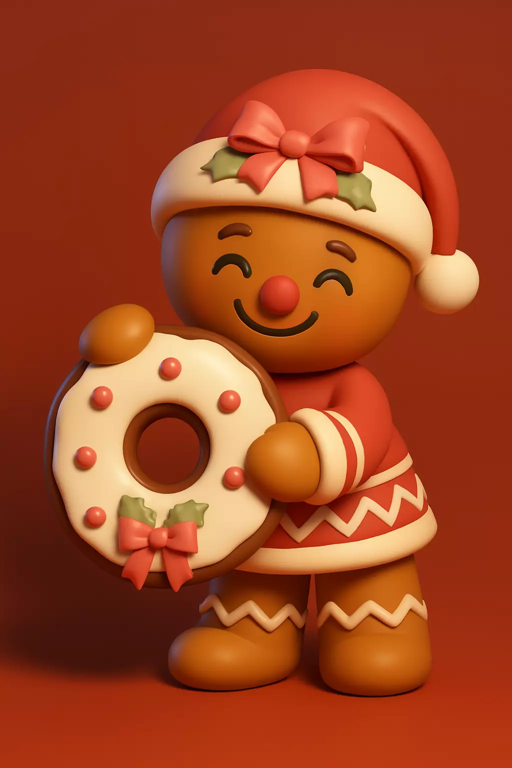 Chibi Gingerbread Girl with Donut 3D print model_0