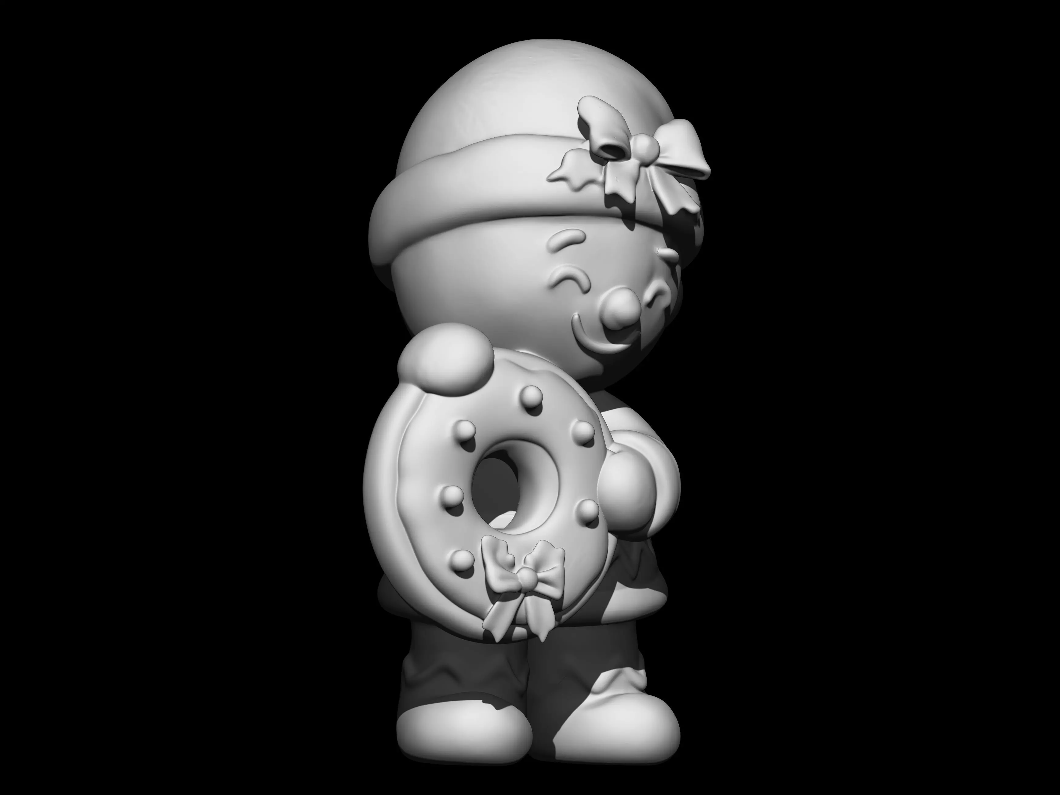 Chibi Gingerbread Girl with Donut 3D print model_3