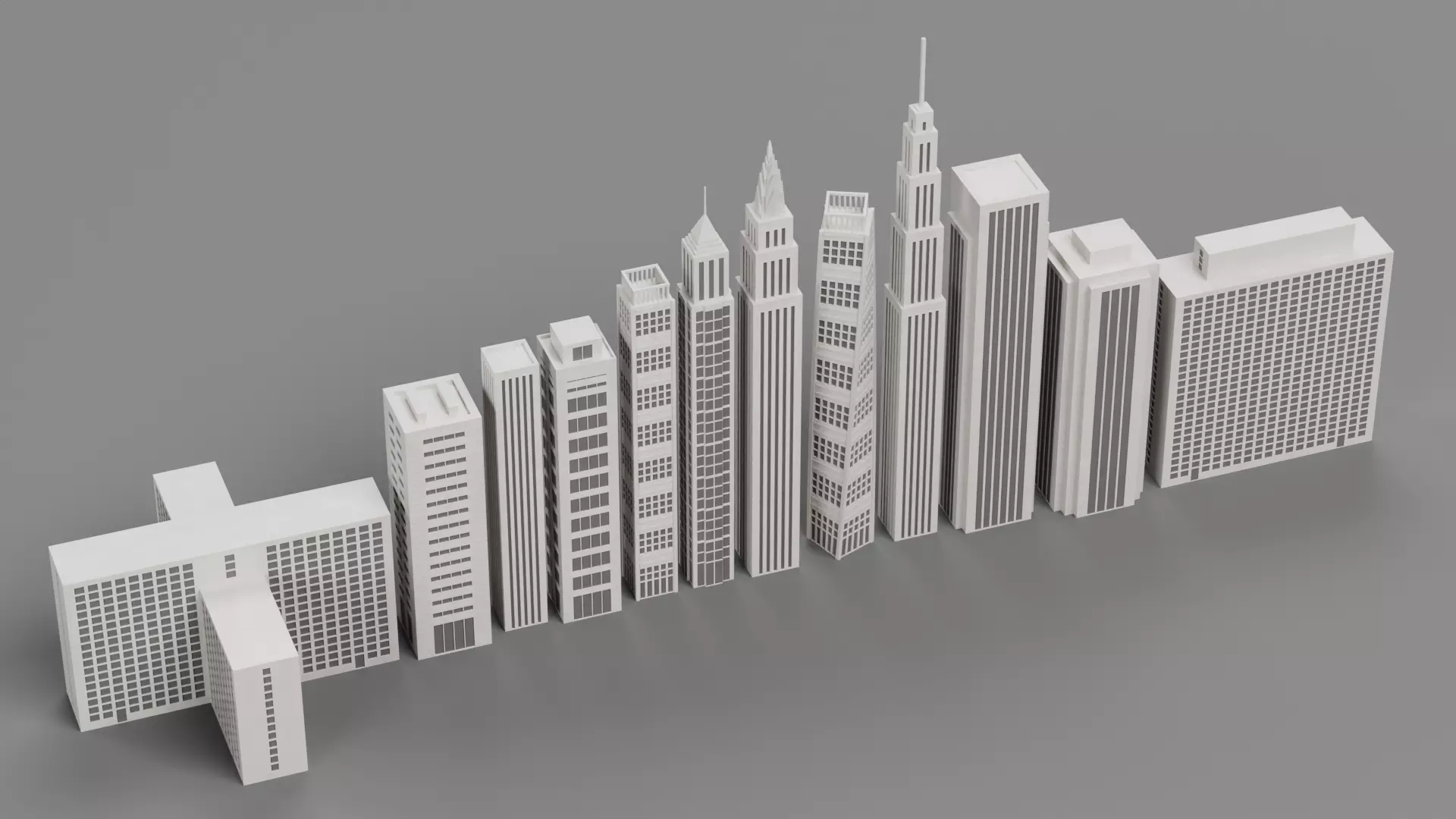 Paper Skyscraper Collection Low-poly 3D model_3