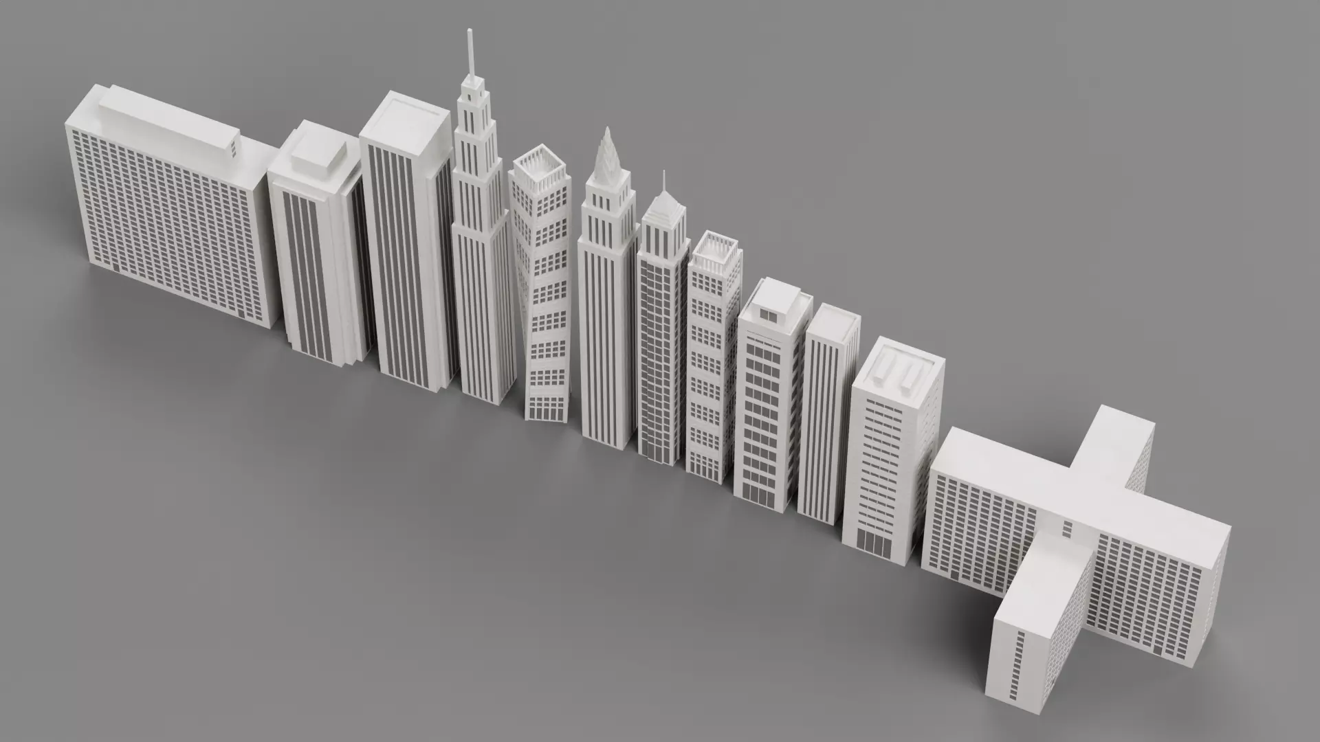 Paper Skyscraper Collection Low-poly 3D model_4