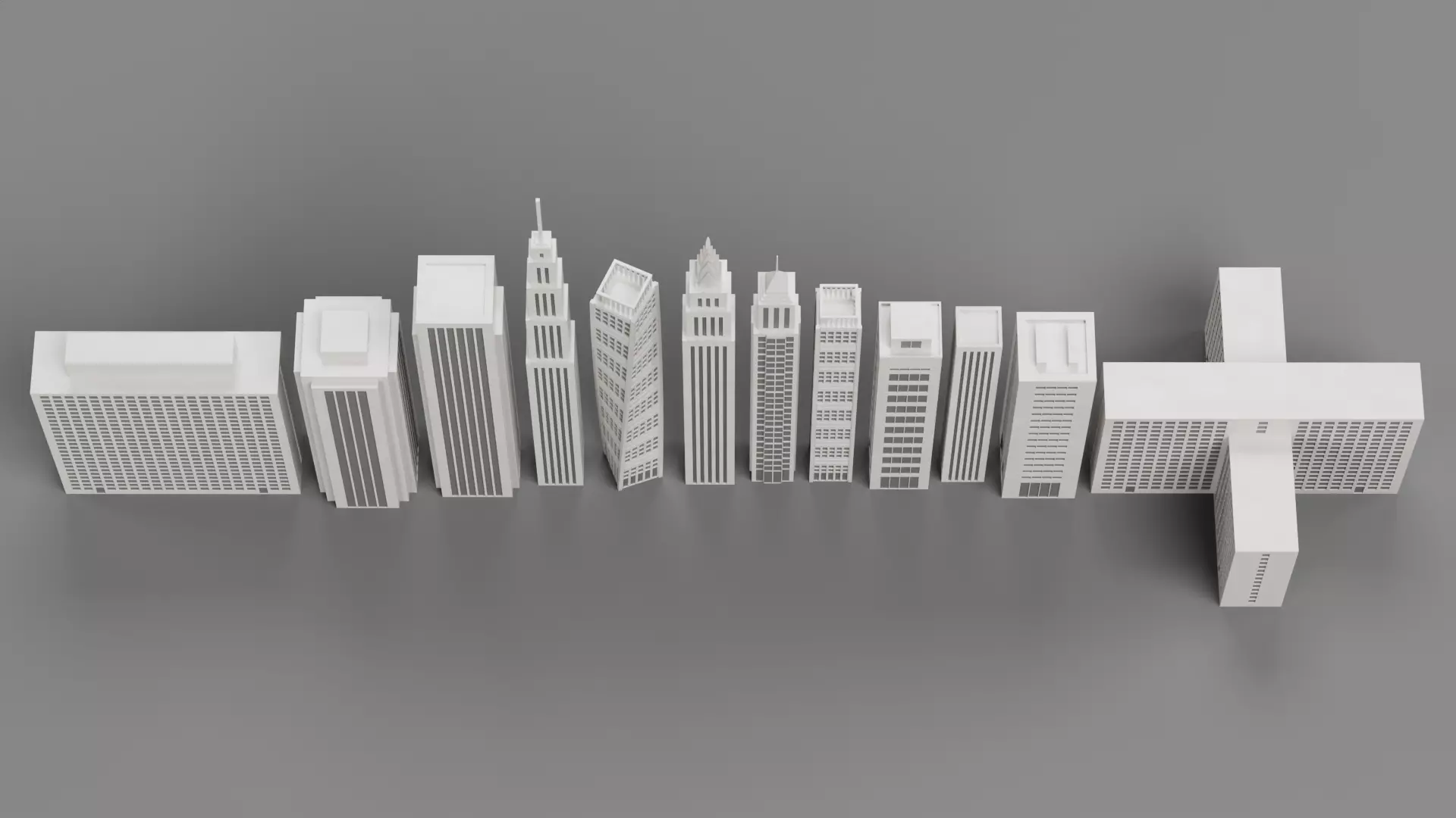 Paper Skyscraper Collection Low-poly 3D model_5