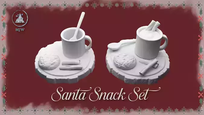 Santa Snack Set Dollhouse Miniature Cocoa Cookies Wood Slices 3D print model Santa Snack Set Dollhouse Miniature Cocoa Cookies Wood Slices 3D print model