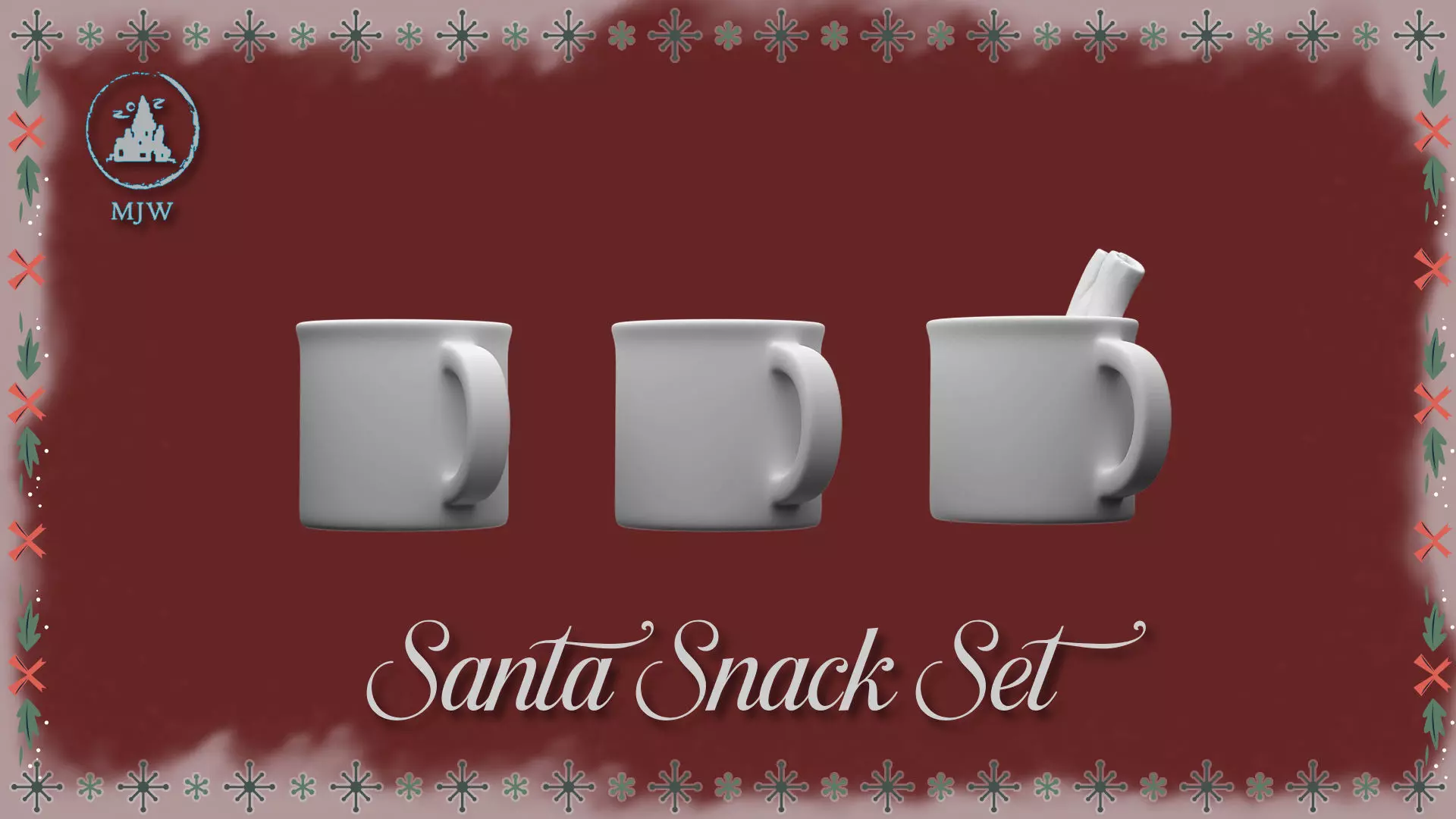 Santa Snack Set Dollhouse Miniature Cocoa Cookies Wood Slices 3D print model_12