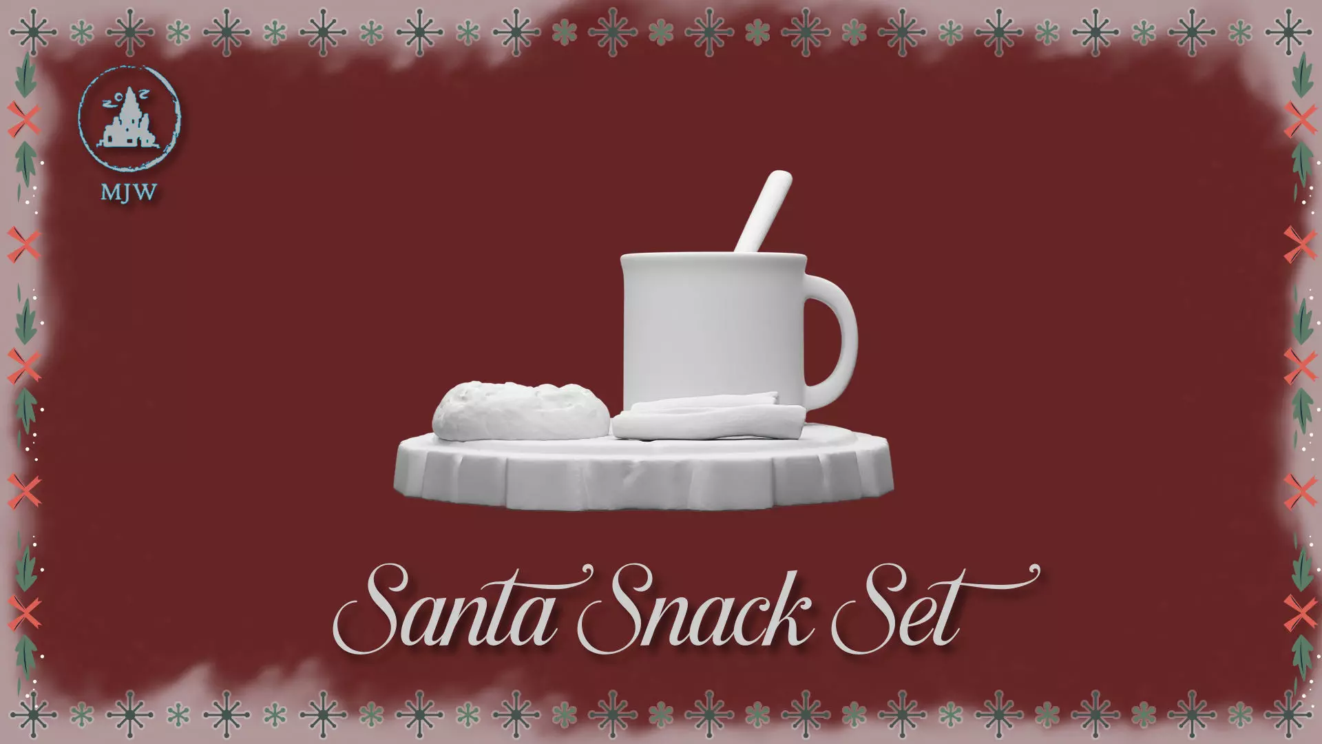 Santa Snack Set Dollhouse Miniature Cocoa Cookies Wood Slices 3D print model_5