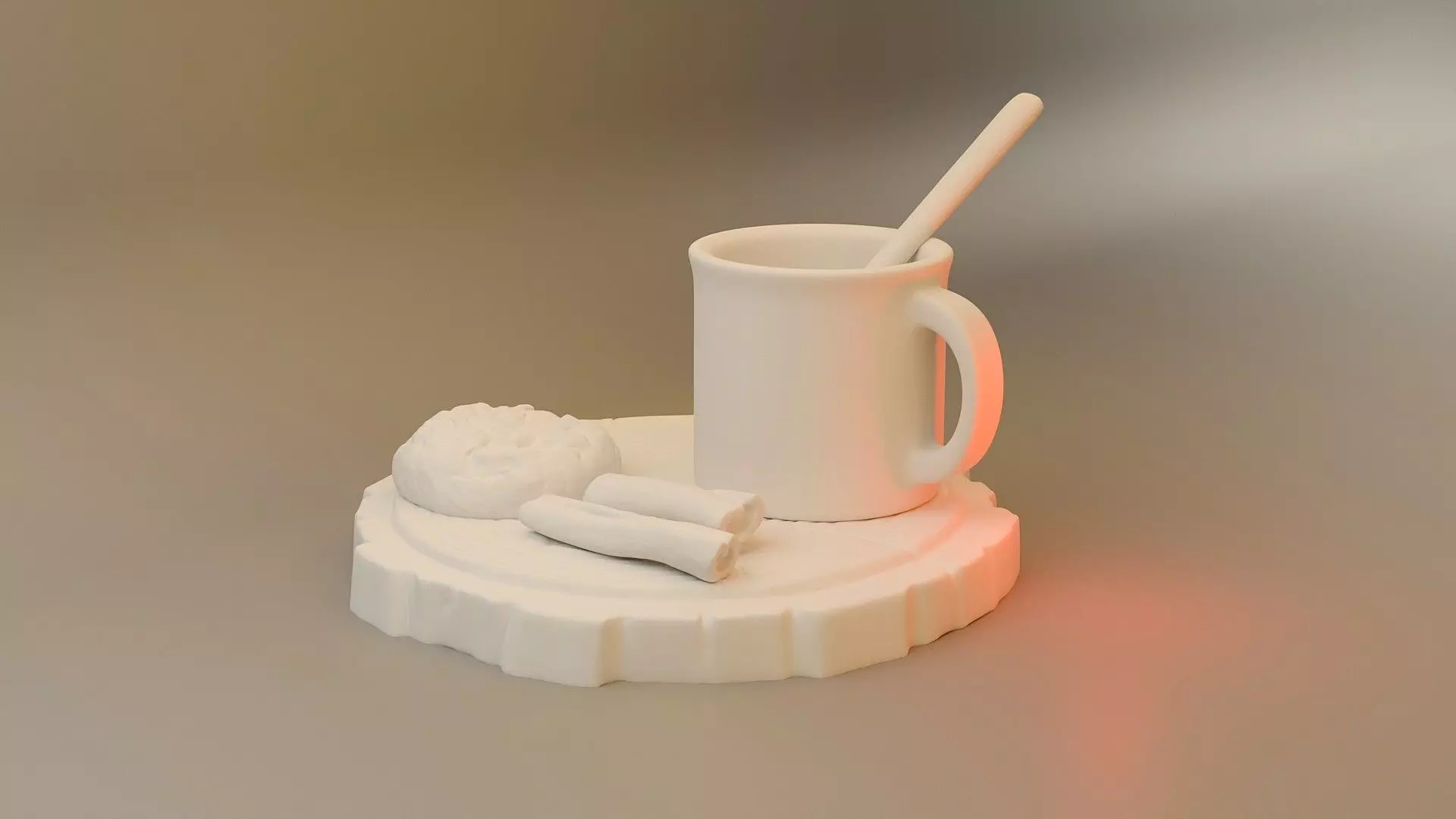 Santa Snack Set Dollhouse Miniature Cocoa Cookies Wood Slices 3D print model_16