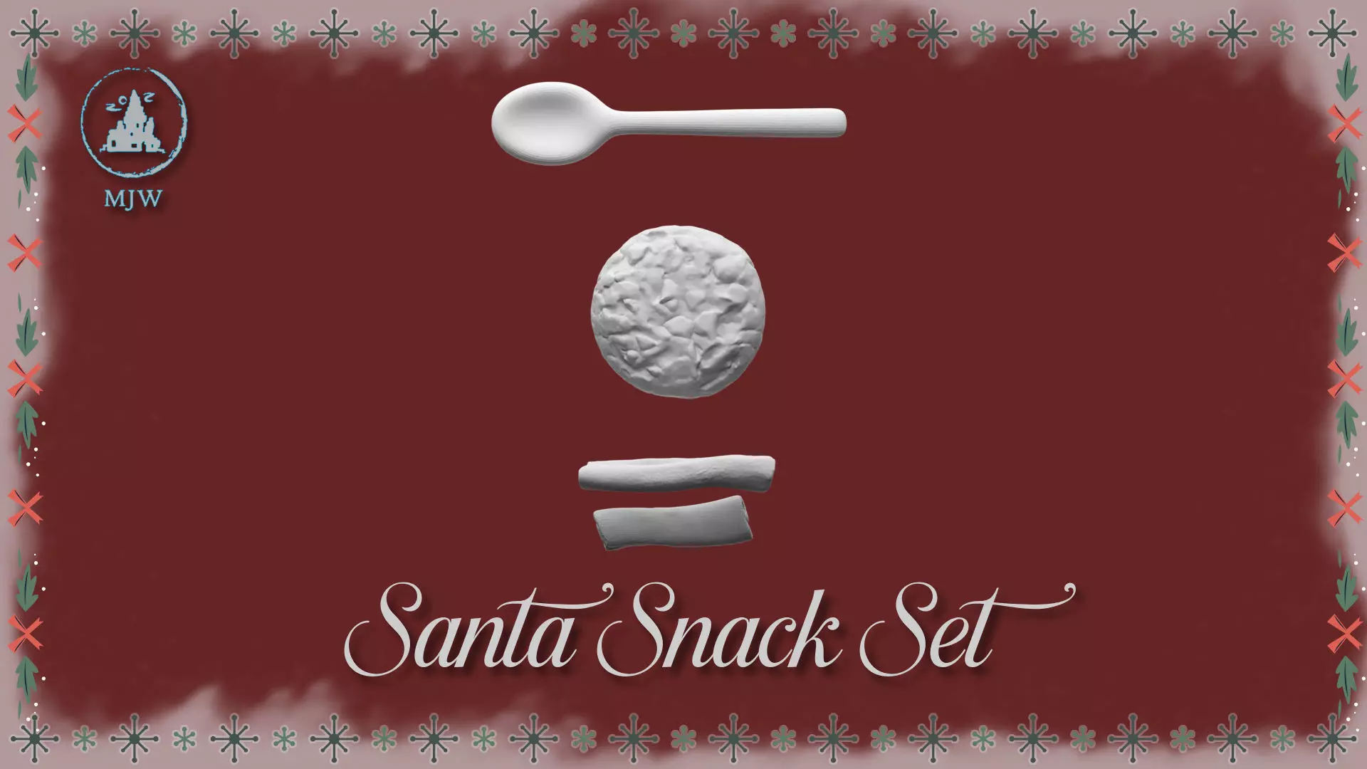 Santa Snack Set Dollhouse Miniature Cocoa Cookies Wood Slices 3D print model_8