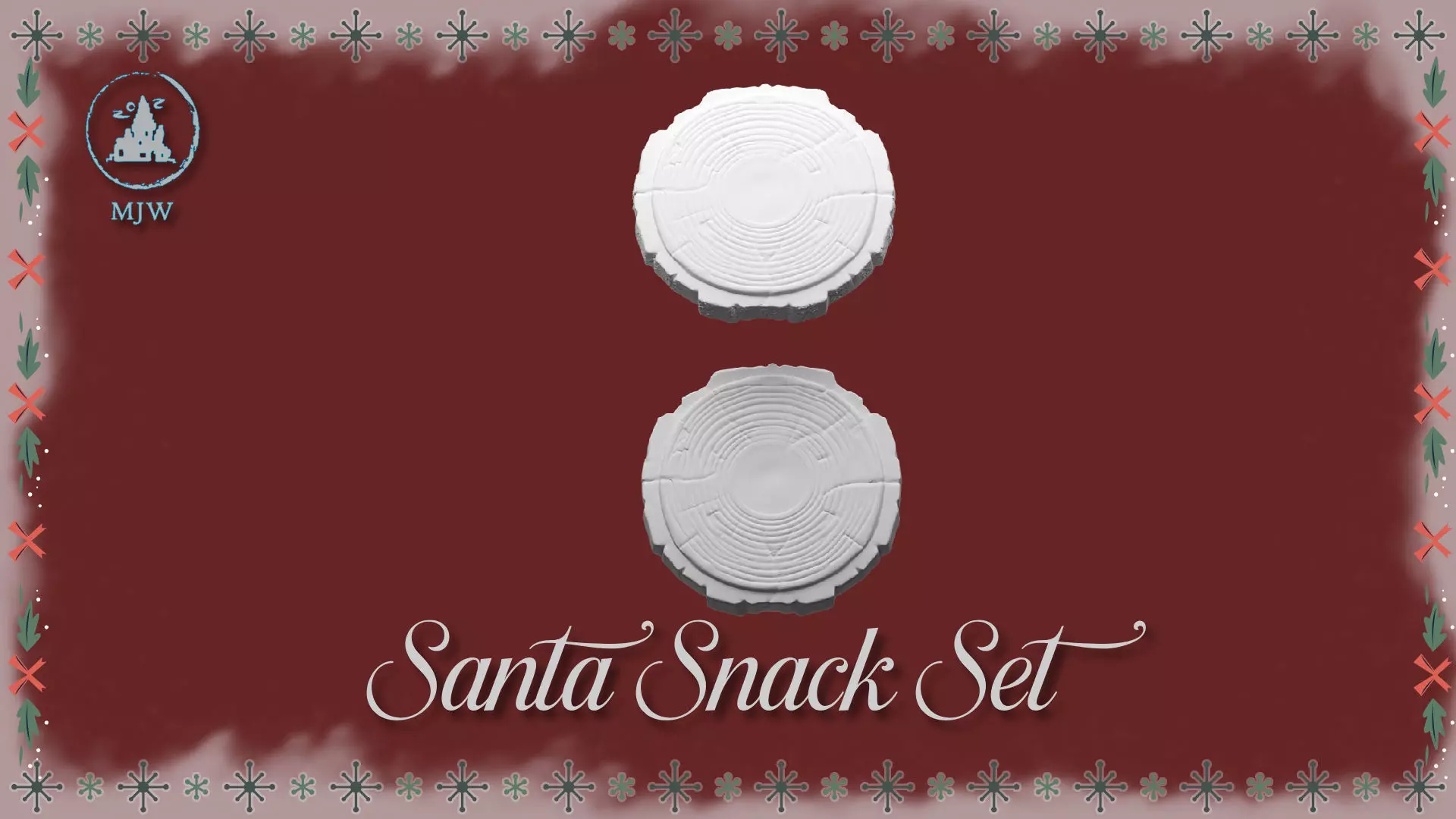 Santa Snack Set Dollhouse Miniature Cocoa Cookies Wood Slices 3D print model_14