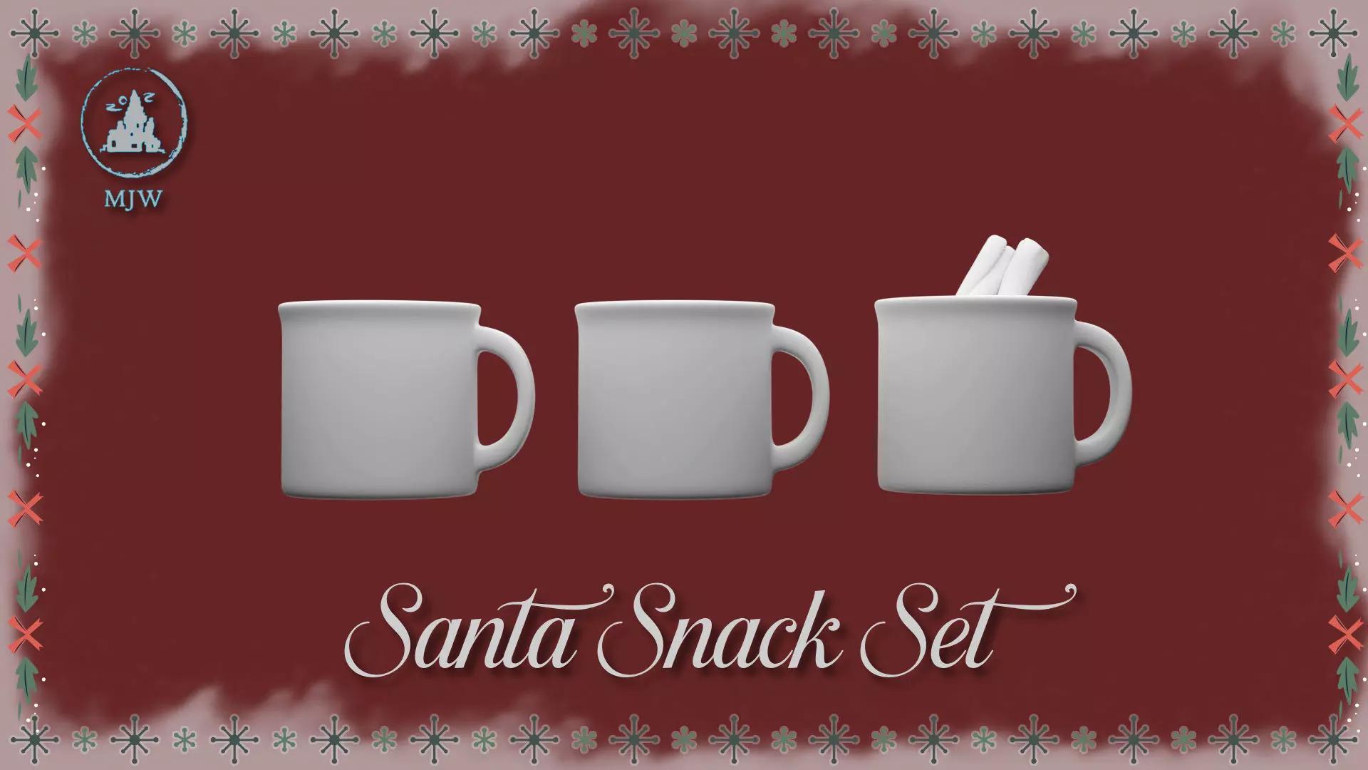 Santa Snack Set Dollhouse Miniature Cocoa Cookies Wood Slices 3D print model_11