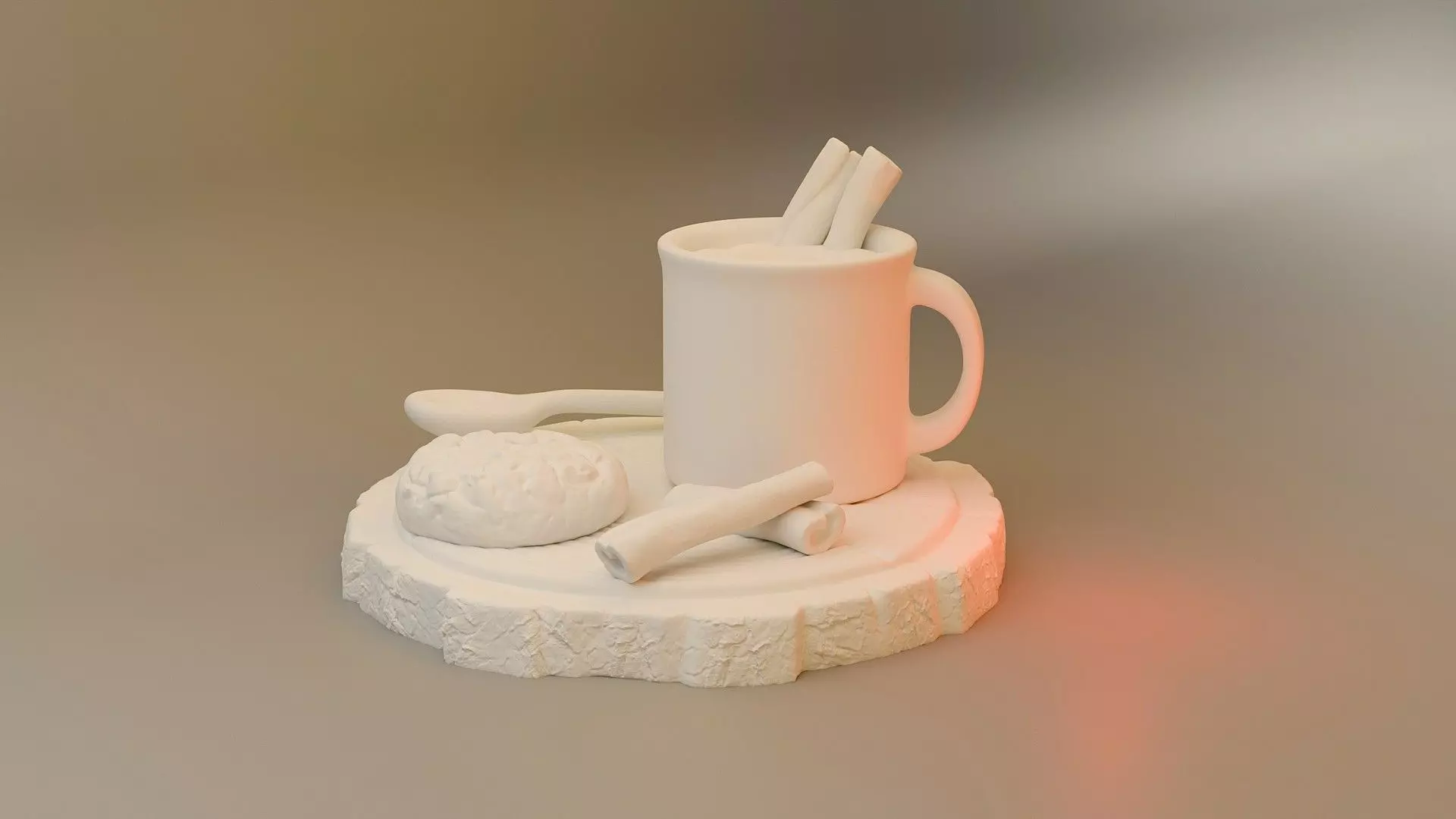 Santa Snack Set Dollhouse Miniature Cocoa Cookies Wood Slices 3D print model_17