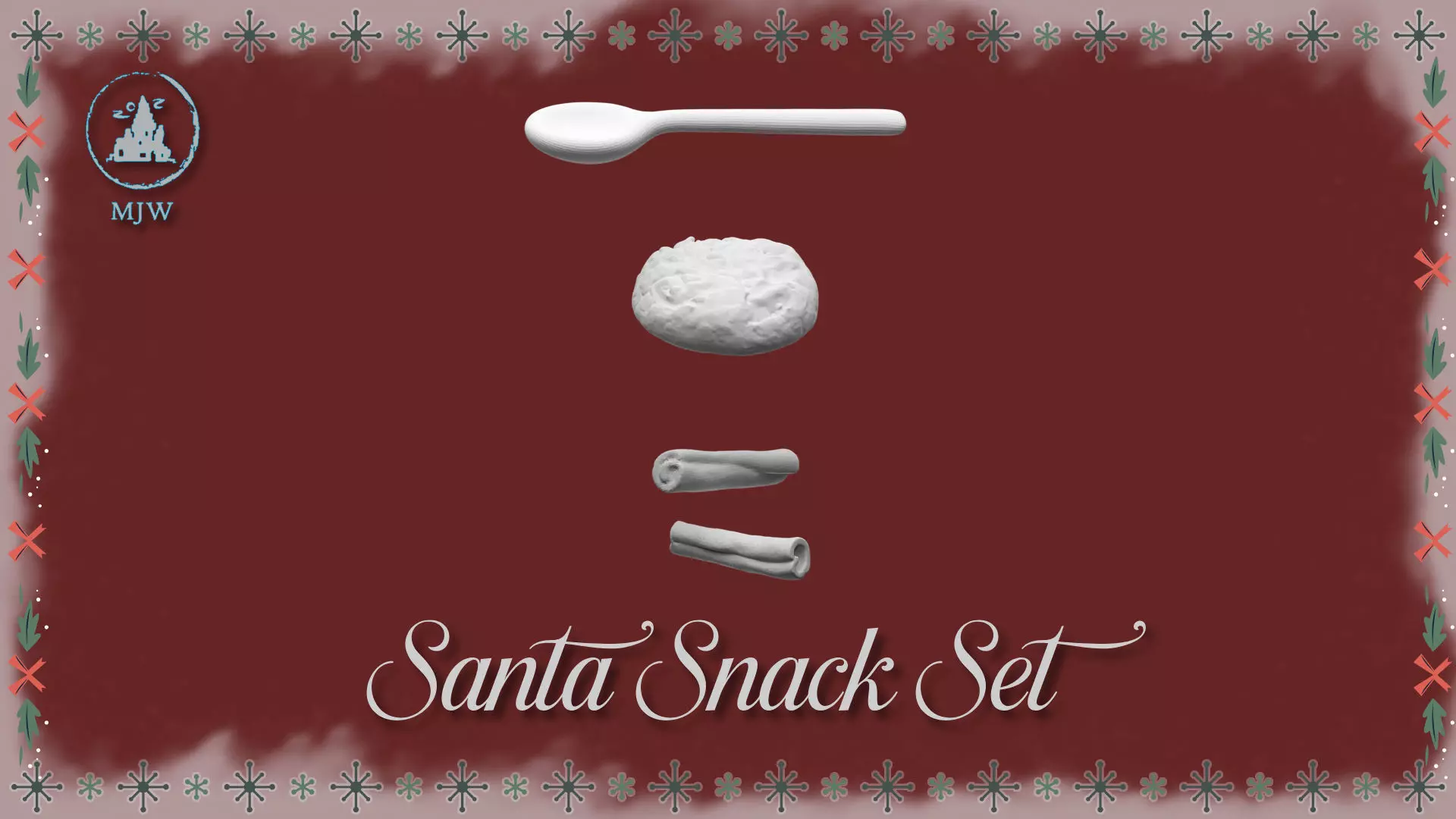 Santa Snack Set Dollhouse Miniature Cocoa Cookies Wood Slices 3D print model_7