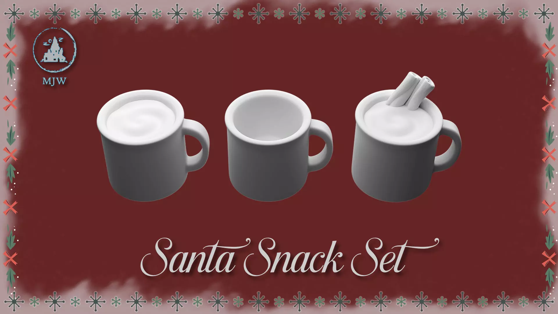 Santa Snack Set Dollhouse Miniature Cocoa Cookies Wood Slices 3D print model_10