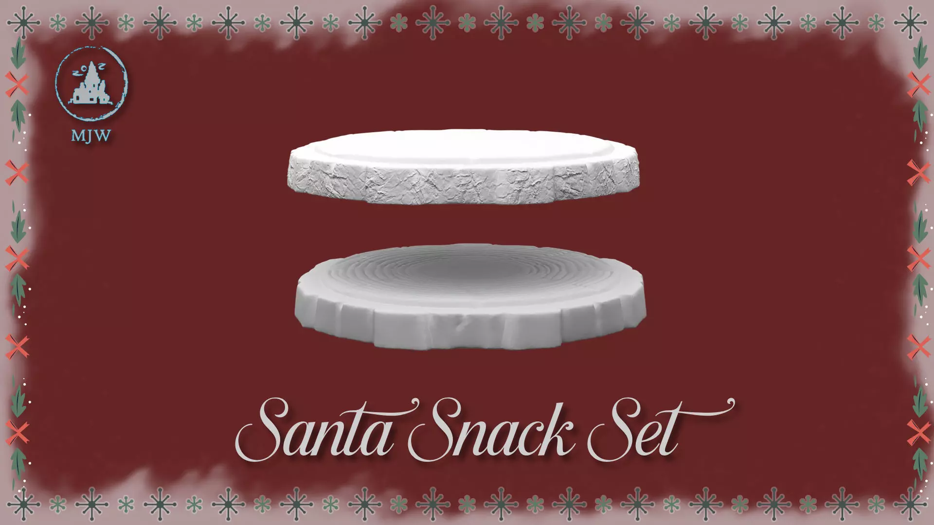 Santa Snack Set Dollhouse Miniature Cocoa Cookies Wood Slices 3D print model_15