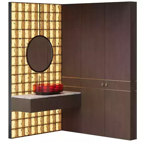 Bathroom Furniture with Wall of Glass Blocks