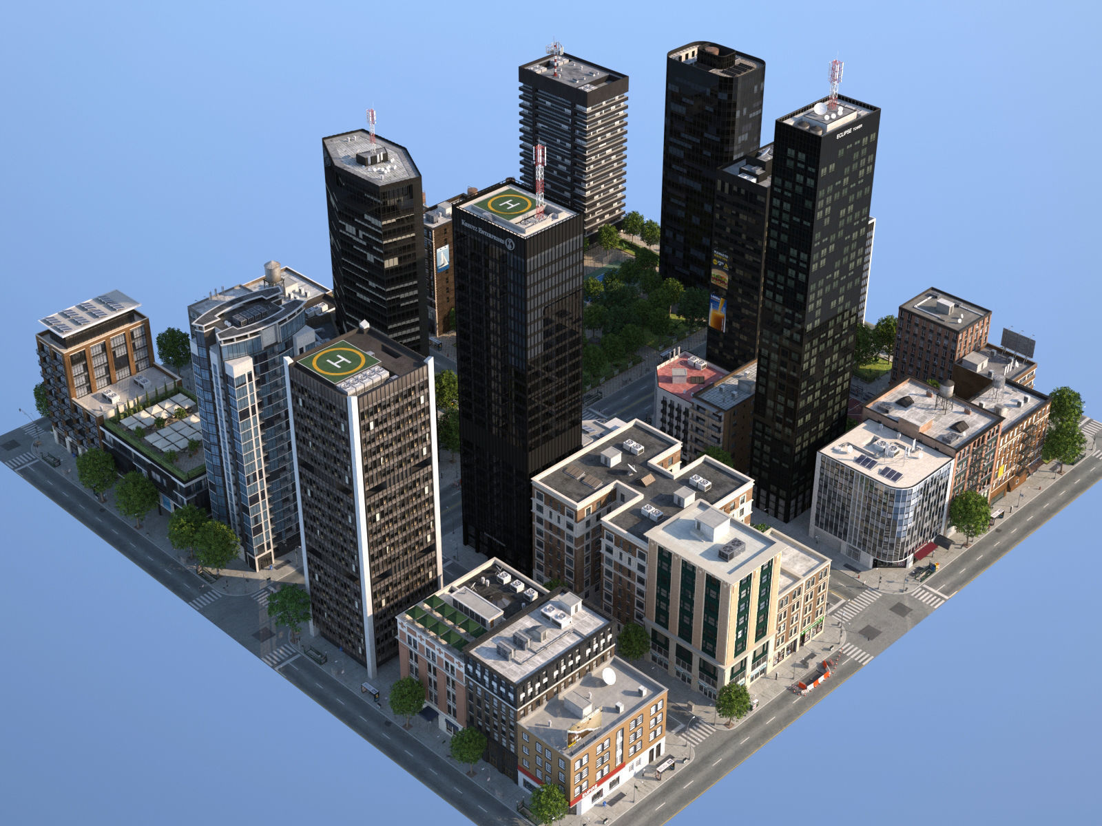 Dunkel City Low-poly 3D model_12