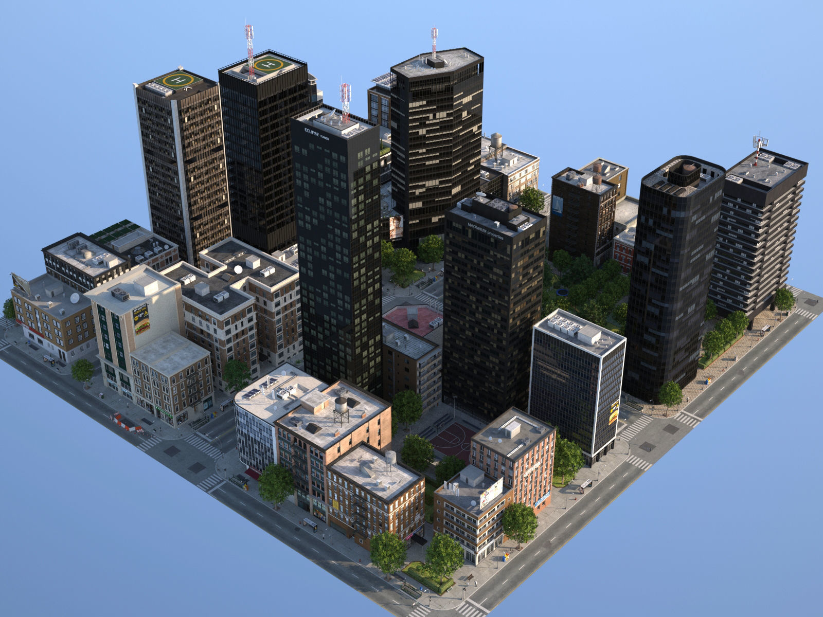 Dunkel City Low-poly 3D model_9