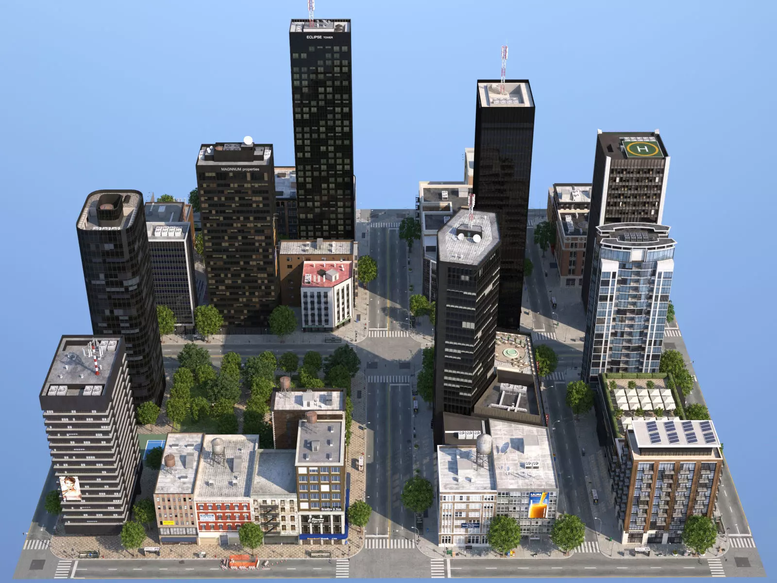 Dunkel City Low-poly 3D model_0