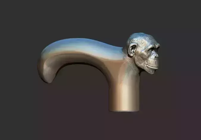 Monkey Head Walking Stick Handle 3D Printable Model CNC 