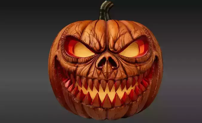 Scary Teeth Jack-O-Lantern Pumpkin 3D Model Horror Pumpkin