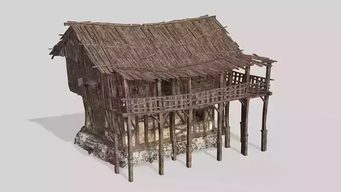 Thatch Hut House 06 For Games and Films 3D Model Low-poly 3D model