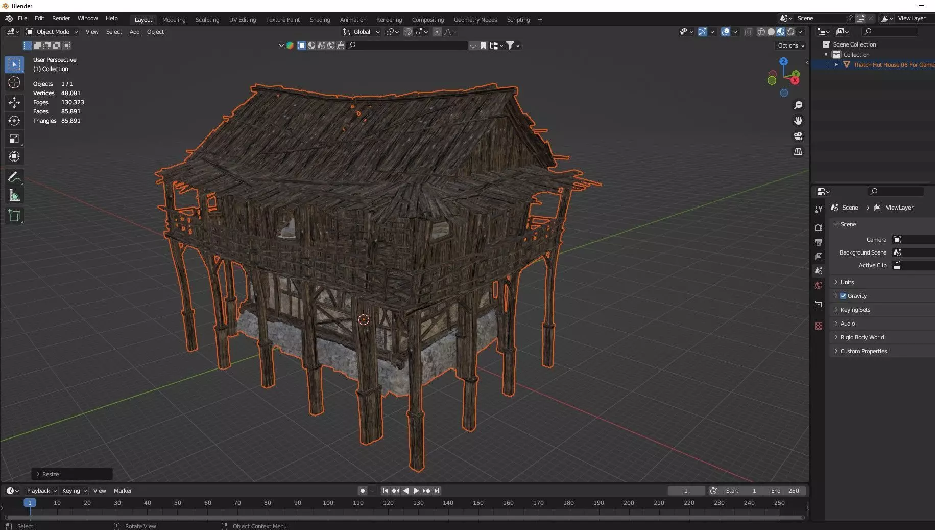 Thatch Hut House 06 For Games and Films 3D Model Low-poly 3D model_10