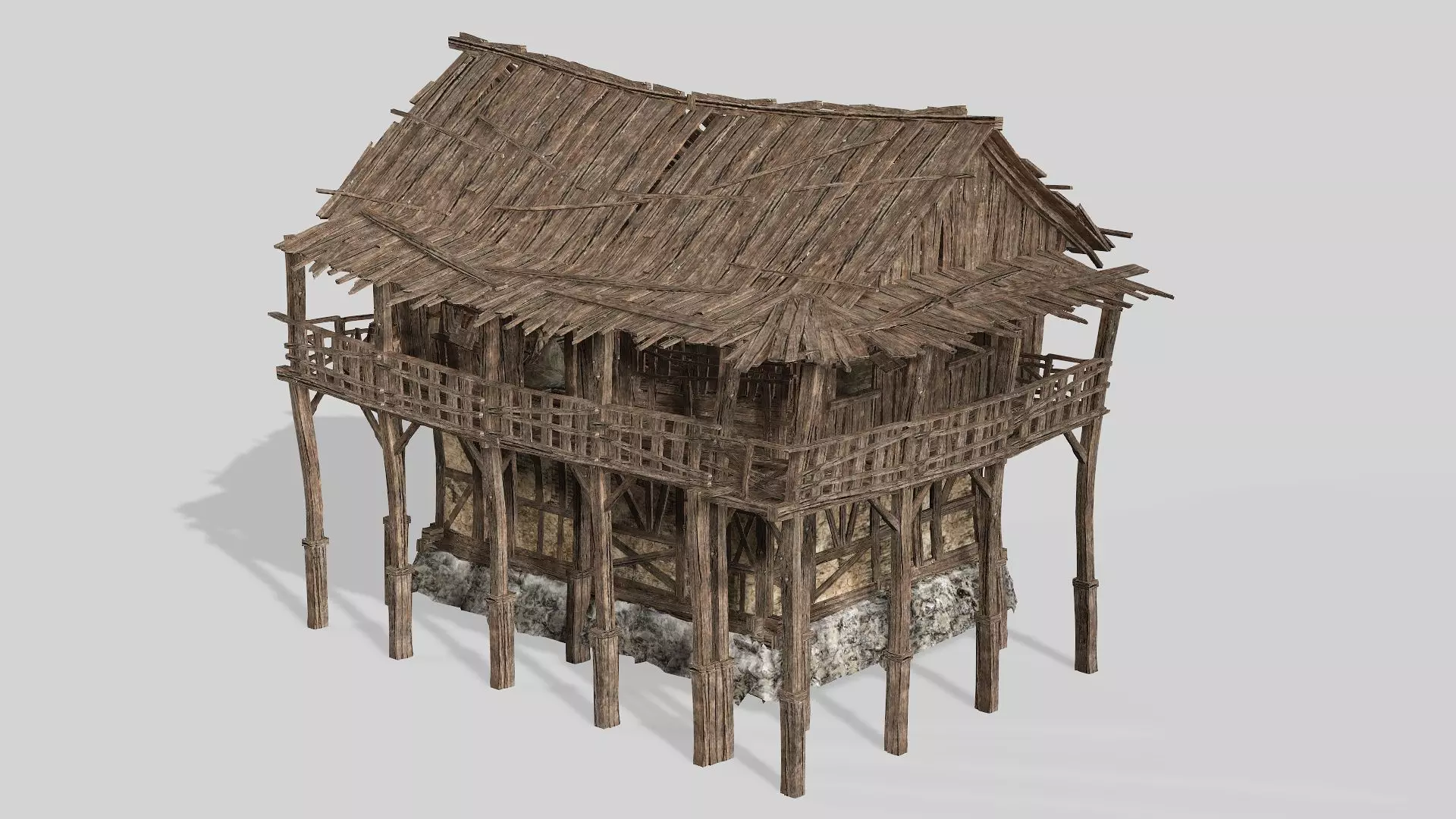 Thatch Hut House 06 For Games and Films 3D Model Low-poly 3D model_2