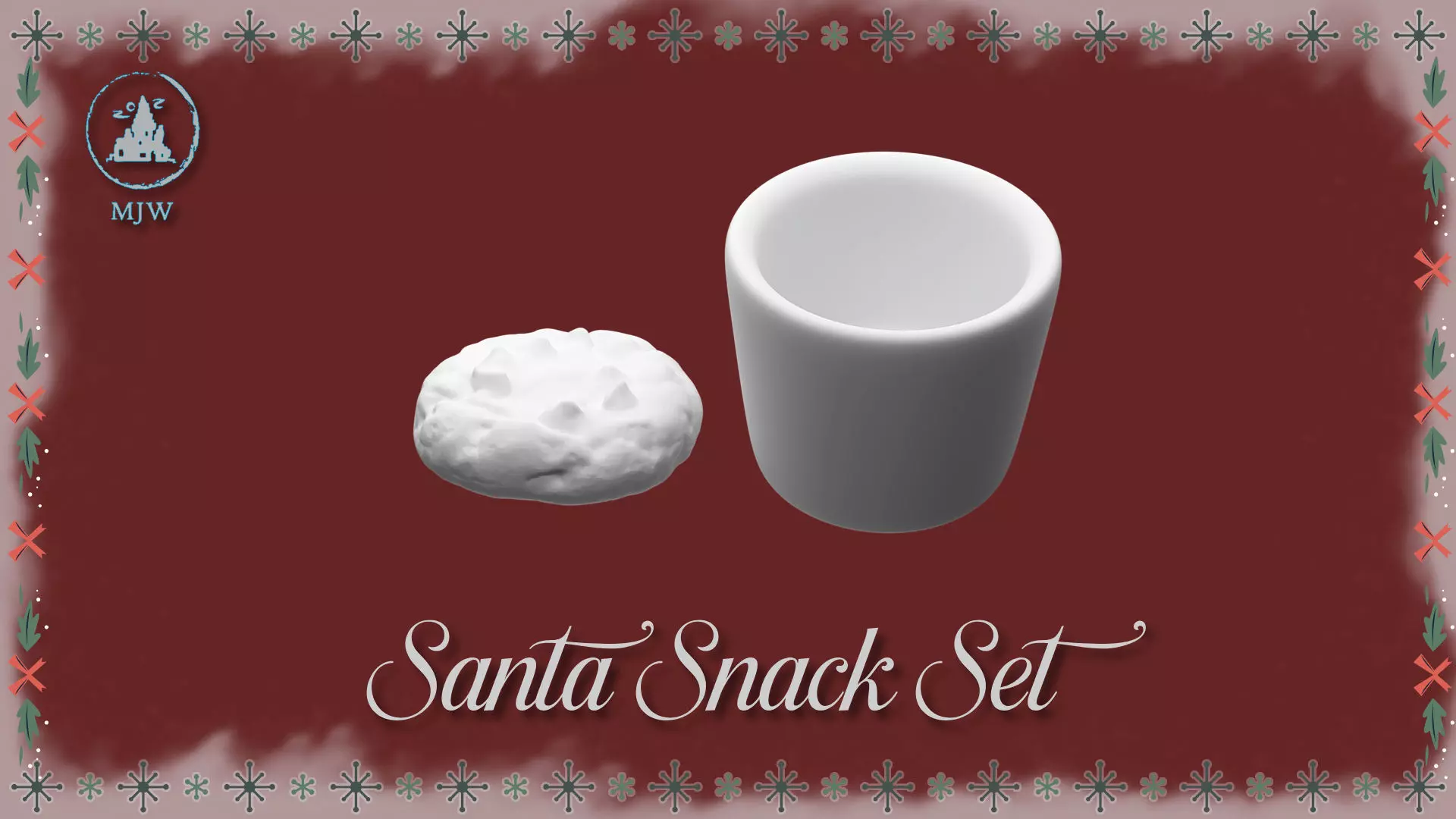 Santa Snack Set Dollhouse Miniature Milk and Cookie Scene Free 3D print model_7