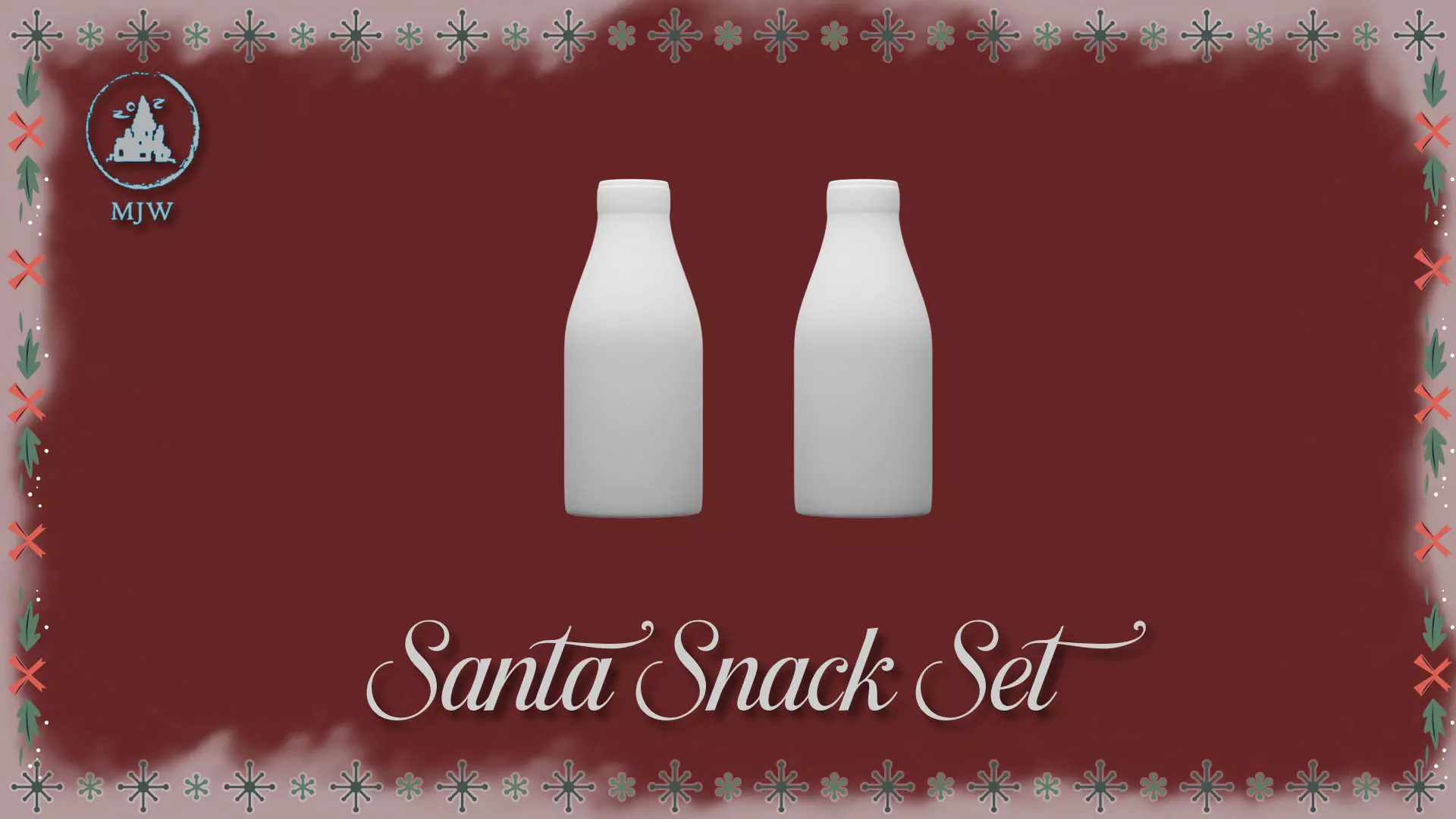 Santa Snack Set Dollhouse Miniature Milk and Cookie Scene Free 3D print model_5