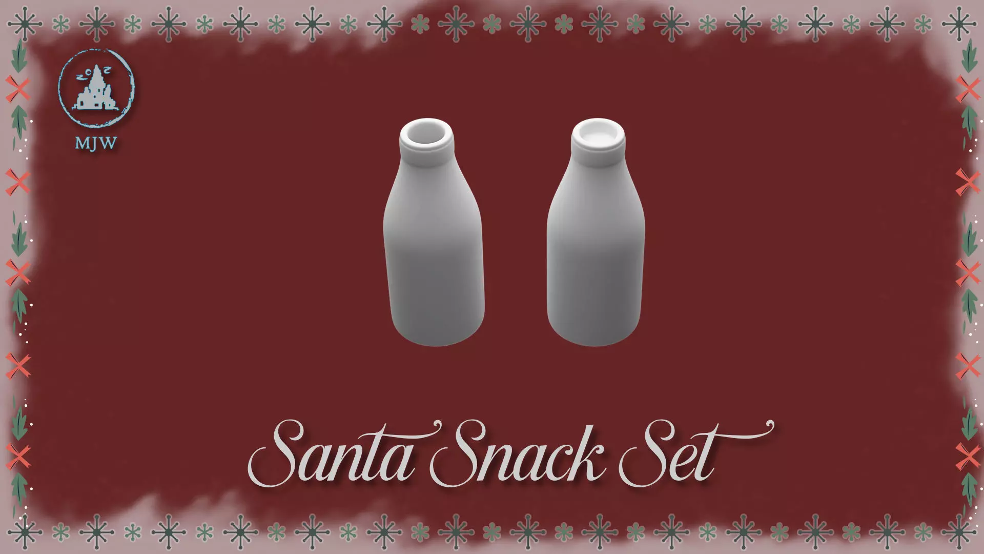 Santa Snack Set Dollhouse Miniature Milk and Cookie Scene Free 3D print model_14