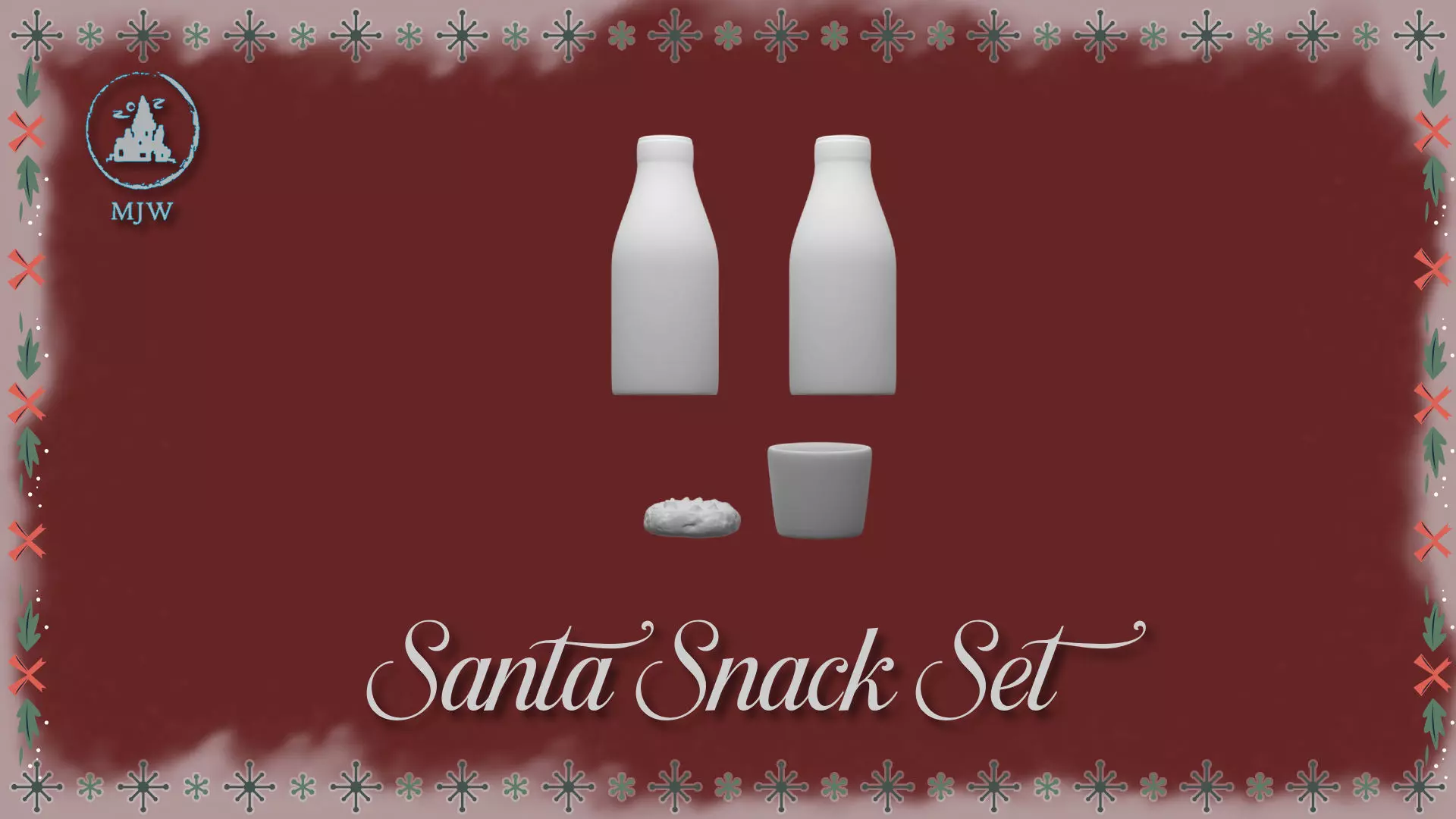 Santa Snack Set Dollhouse Miniature Milk and Cookie Scene Free 3D print model_10
