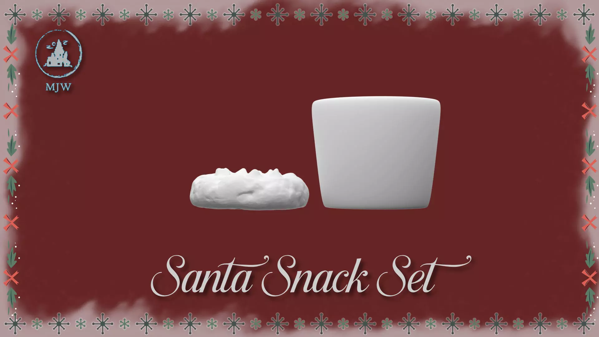 Santa Snack Set Dollhouse Miniature Milk and Cookie Scene Free 3D print model_6
