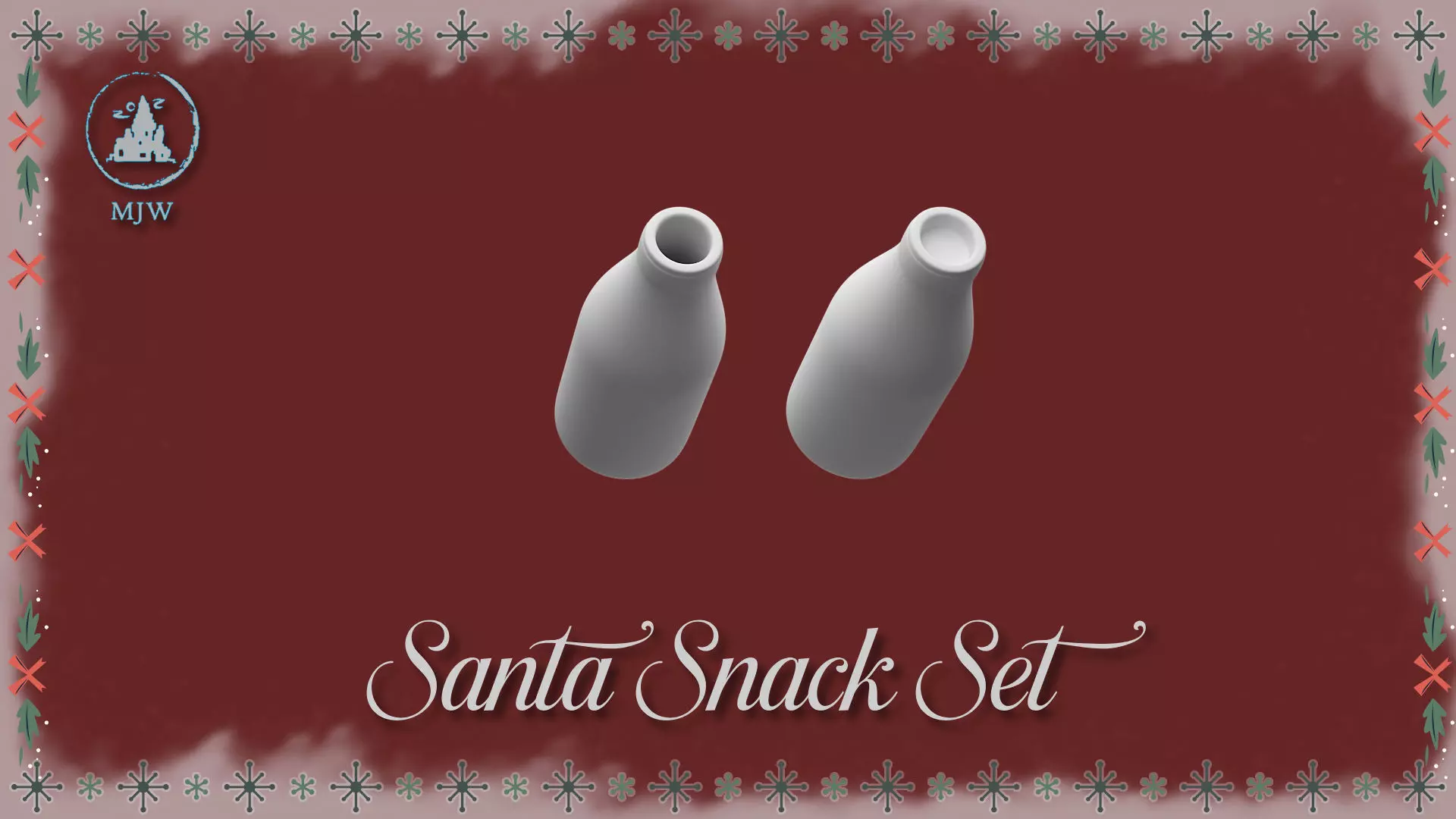 Santa Snack Set Dollhouse Miniature Milk and Cookie Scene Free 3D print model_13