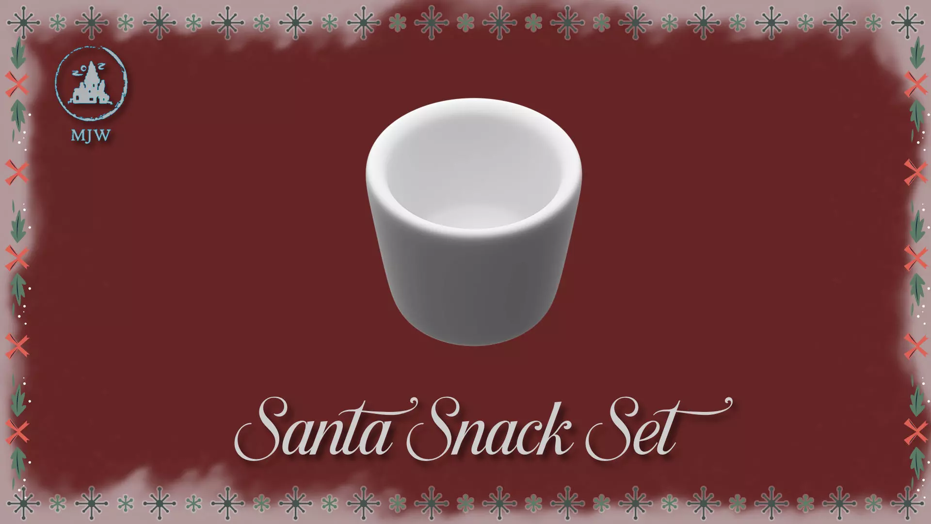Santa Snack Set Dollhouse Miniature Milk and Cookie Scene Free 3D print model_11