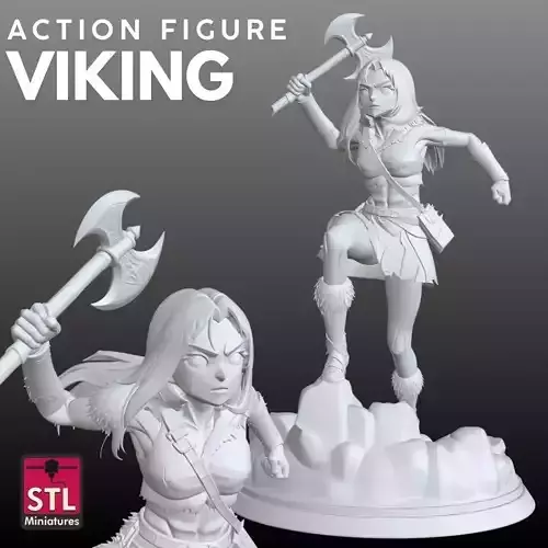Viking Warrior Woman STL Fierce Battle Pose 3D 3D print model