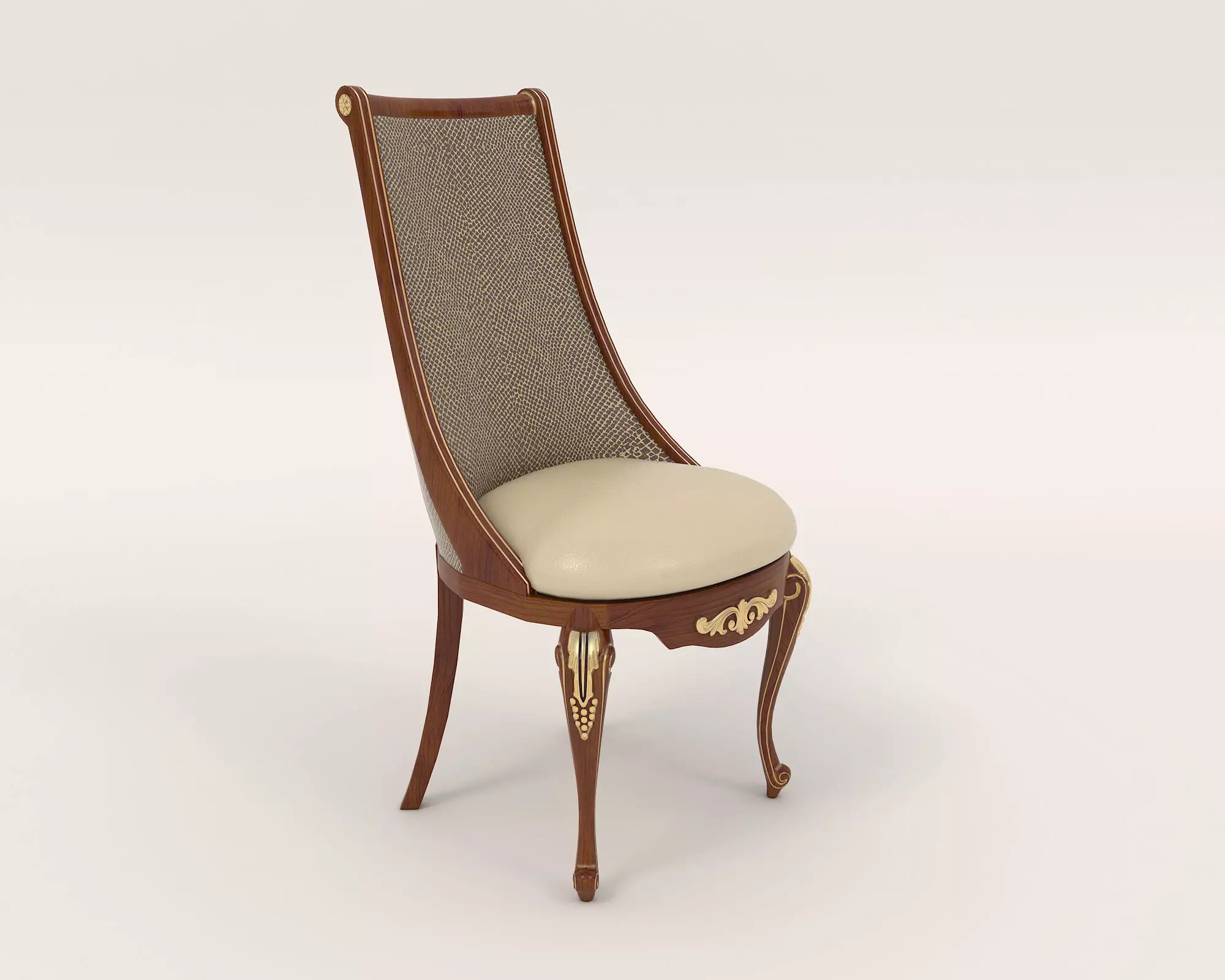 European style Dining Table and Chairs 6 3D model_6