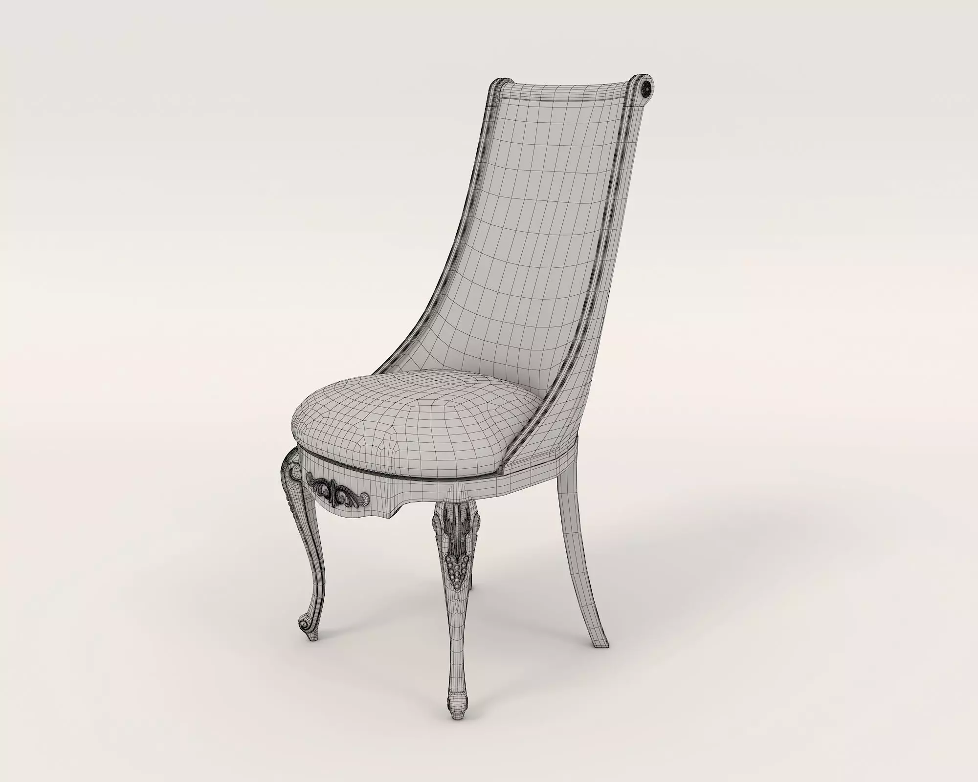 European style Dining Table and Chairs 6 3D model_11