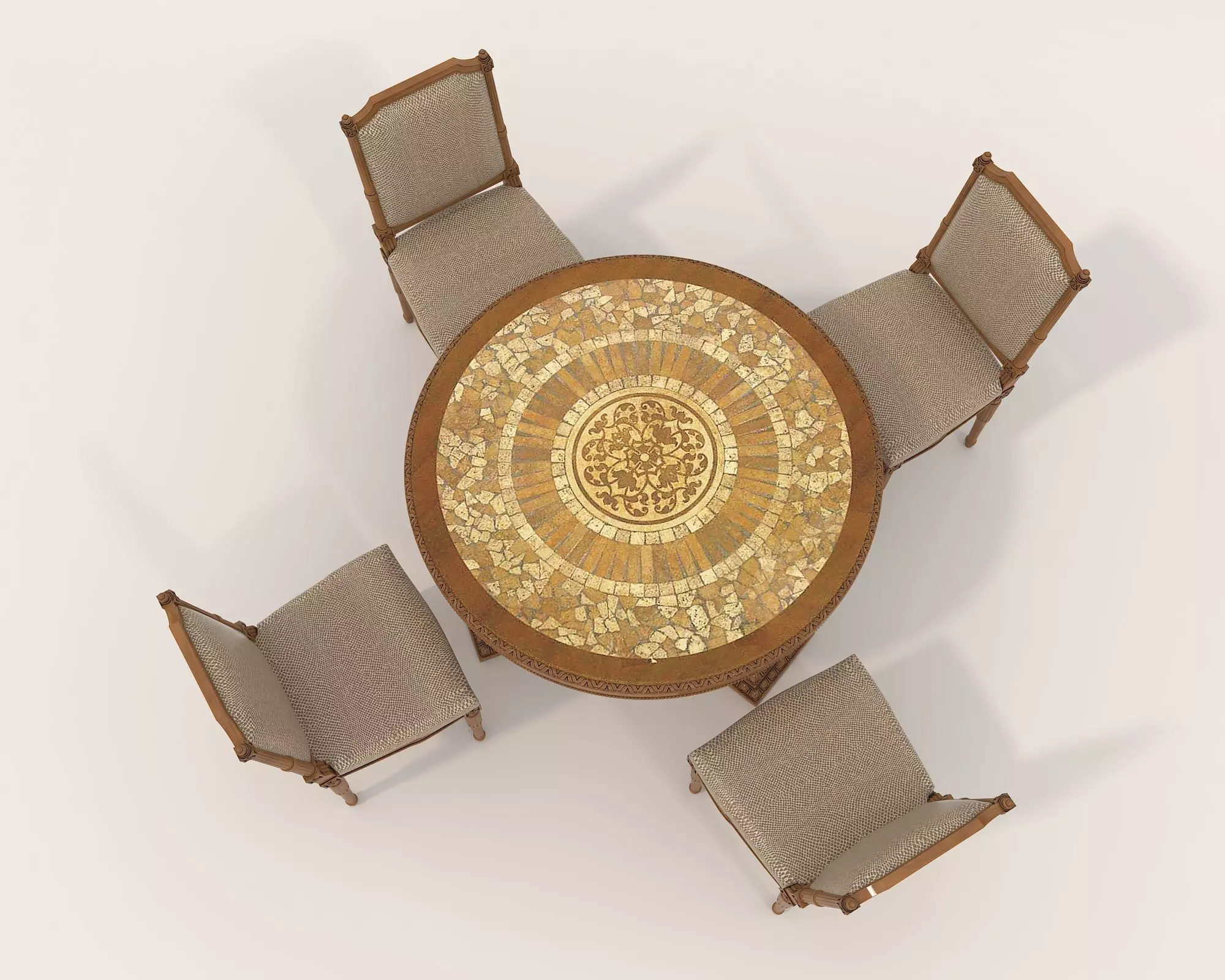 Classic European style Dining Table and Chairs 29 3D model_1