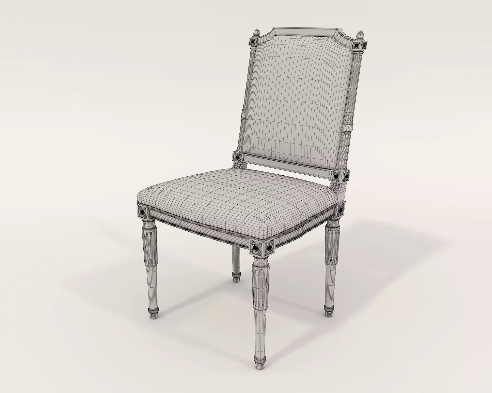 Classic European style Dining Table and Chairs 29 3D model_11