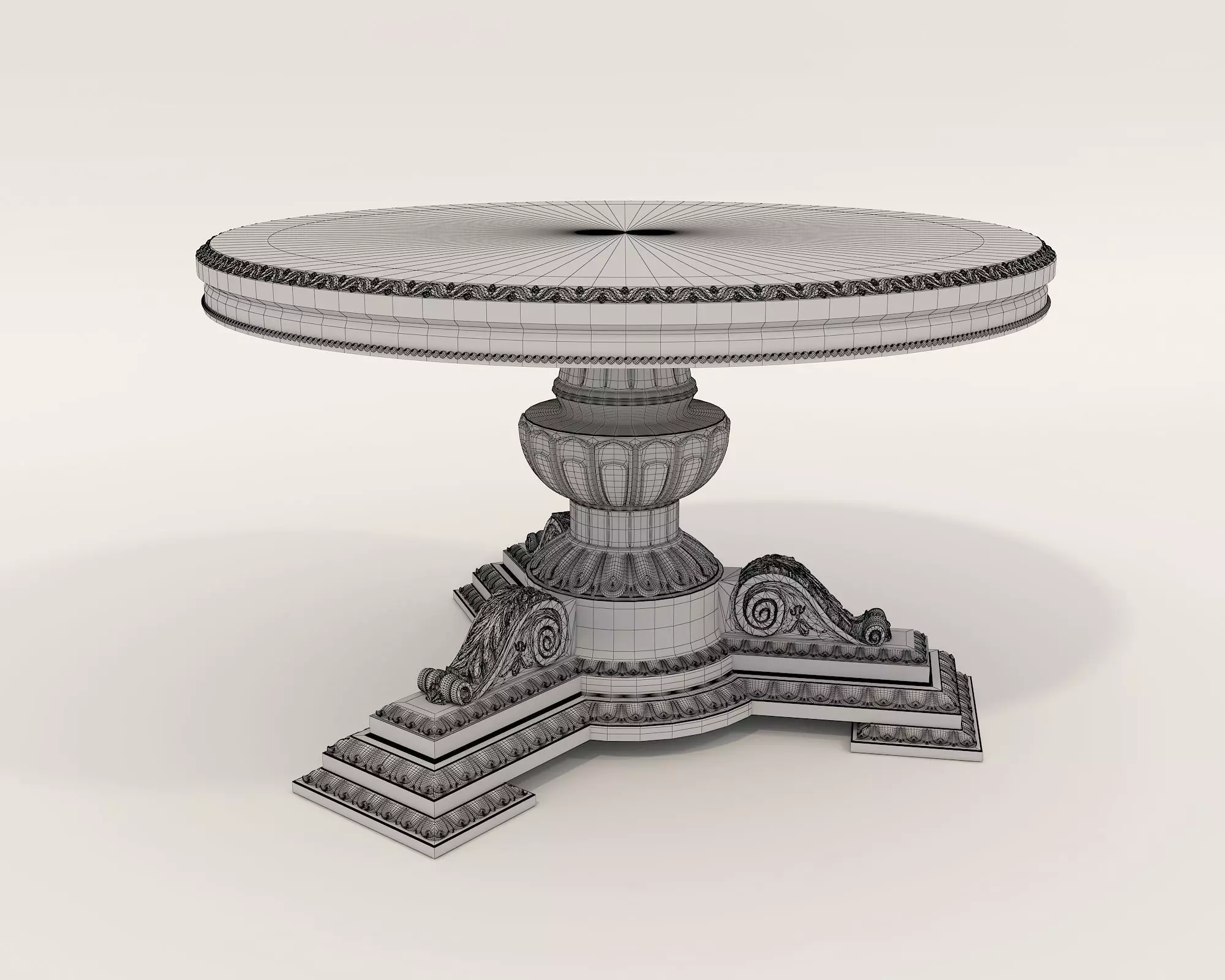 Classic European style Dining Table and Chairs 29 3D model_10