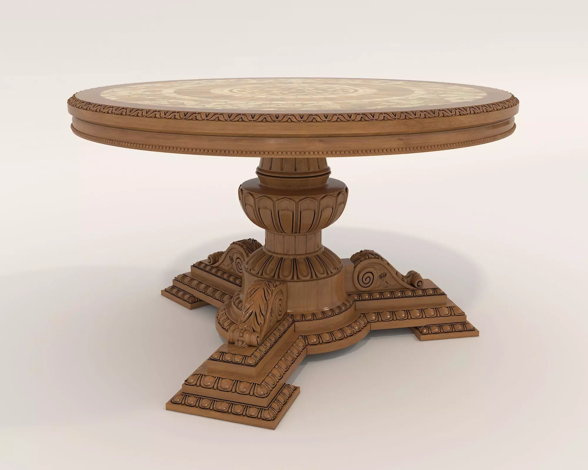 Classic European style Dining Table and Chairs 29 3D model_8