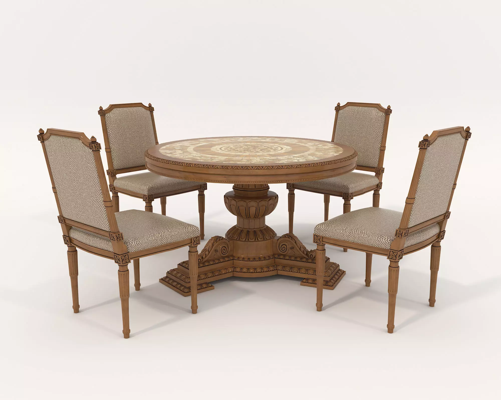 Classic European style Dining Table and Chairs 29 3D model_0