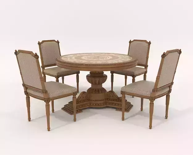 Classic European style Dining Table and Chairs 29