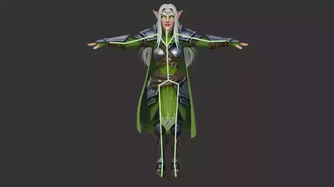 Rigged woman gaming costume T Pose