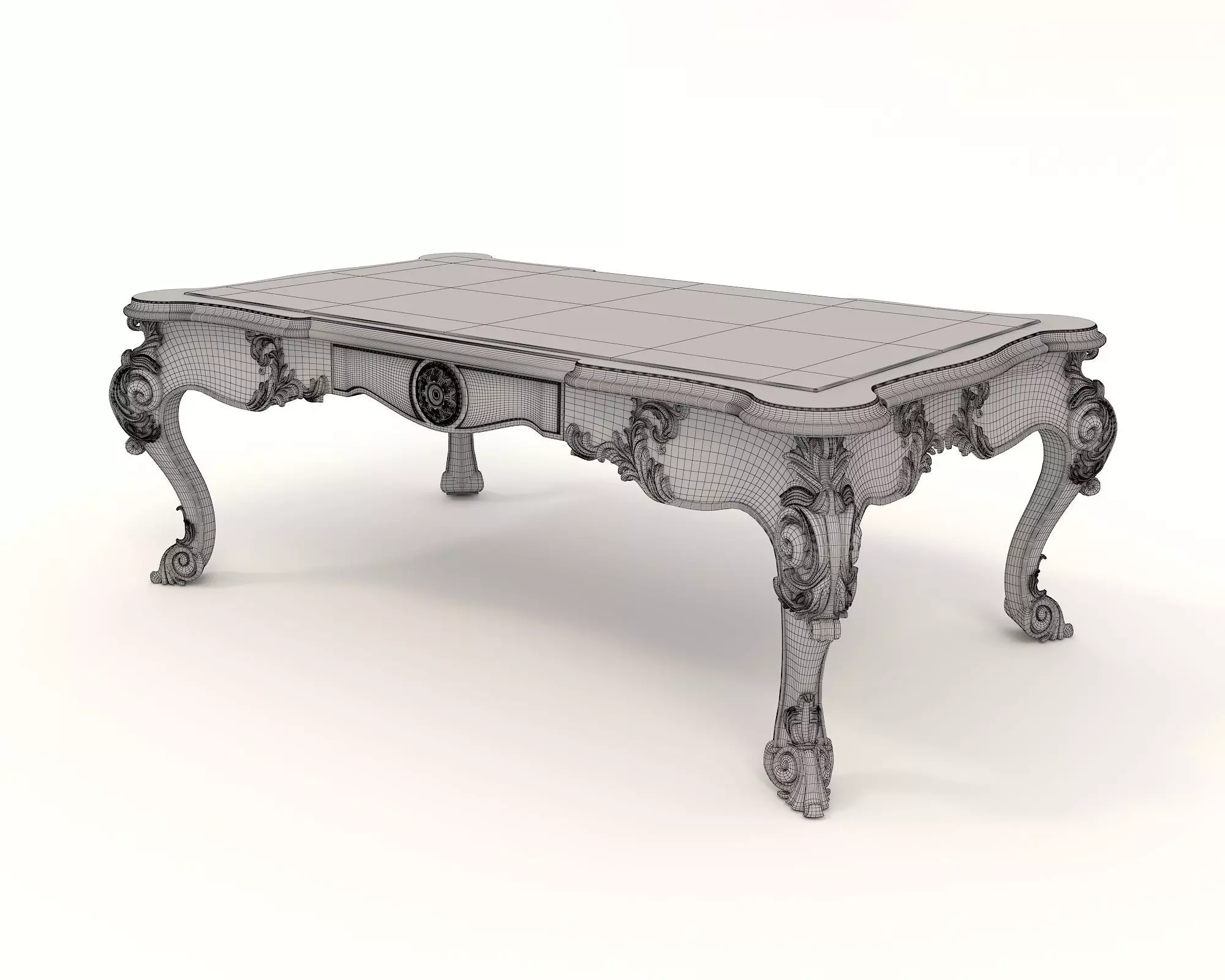 Classic European style Dining Table and Chairs 30 3D model_12