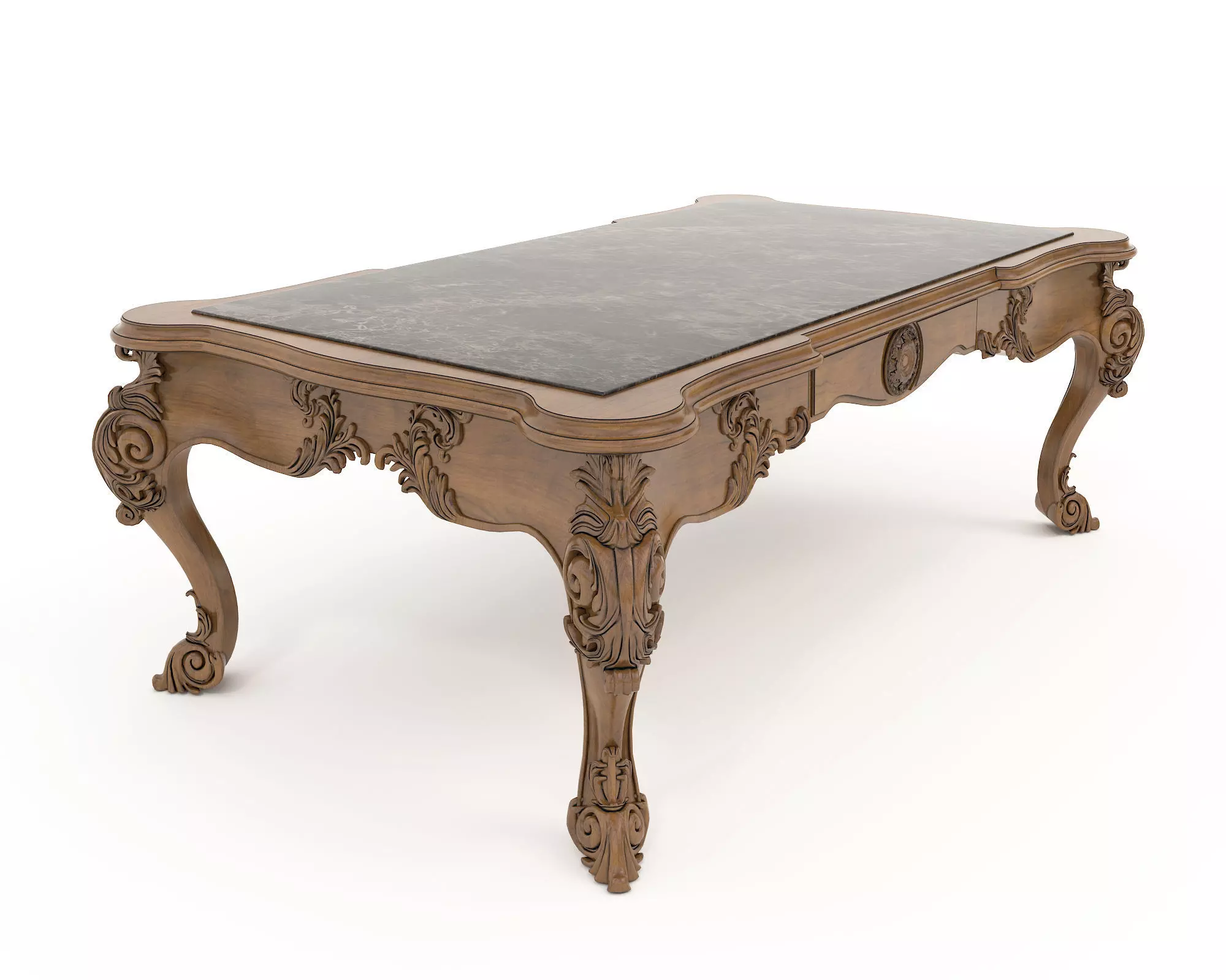 Classic European style Dining Table and Chairs 30 3D model_8