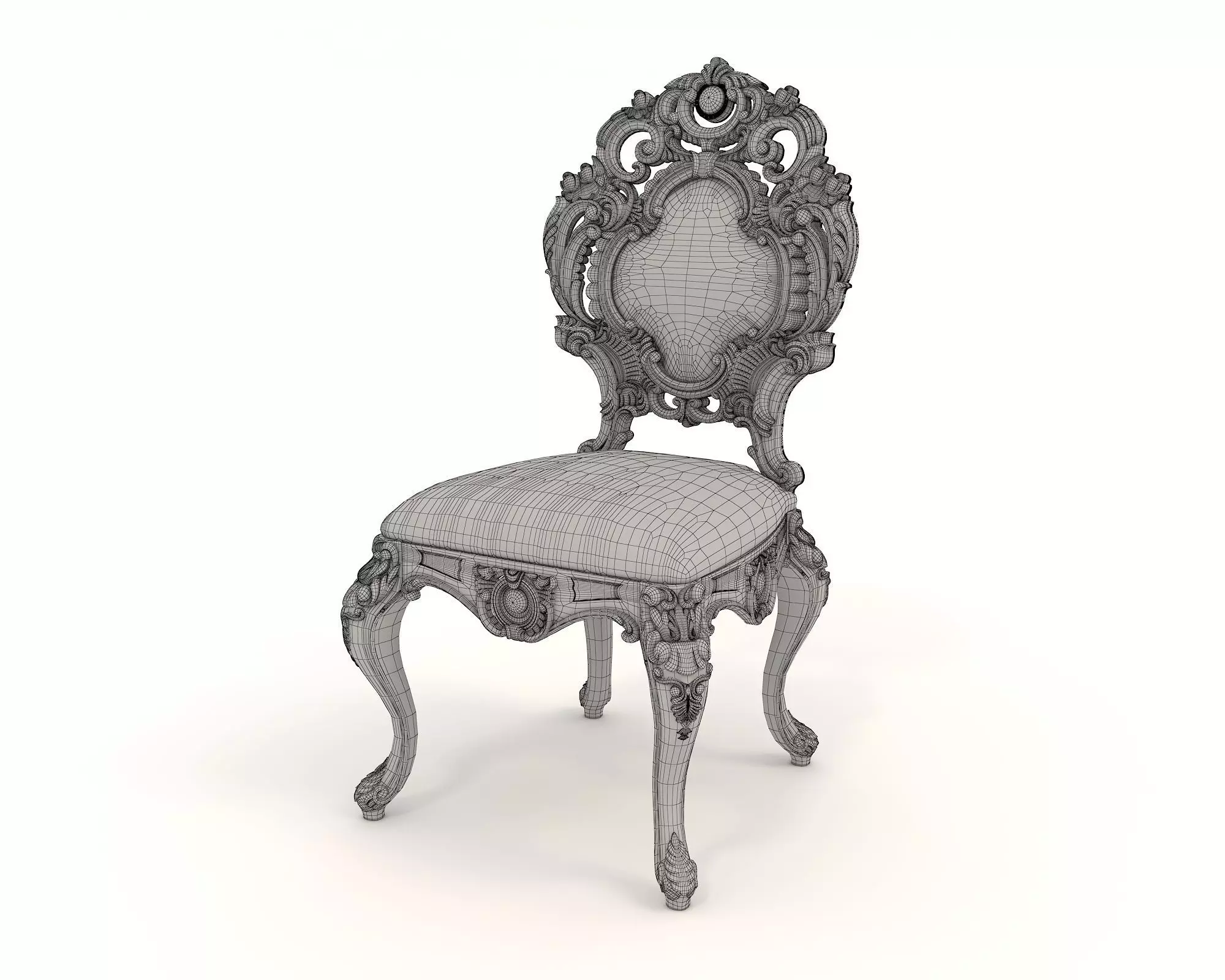 Classic European style Dining Table and Chairs 30 3D model_11