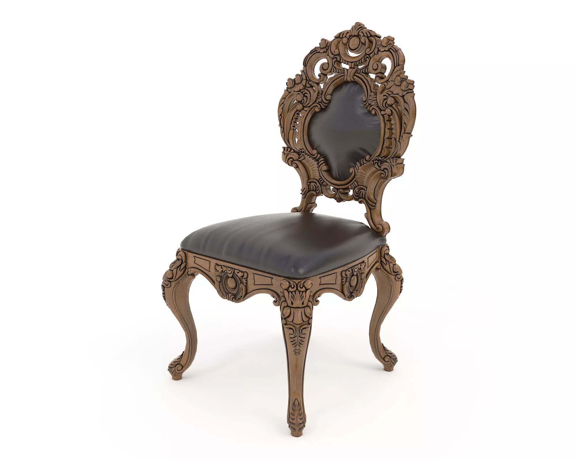 Classic European style Dining Table and Chairs 30 3D model_7