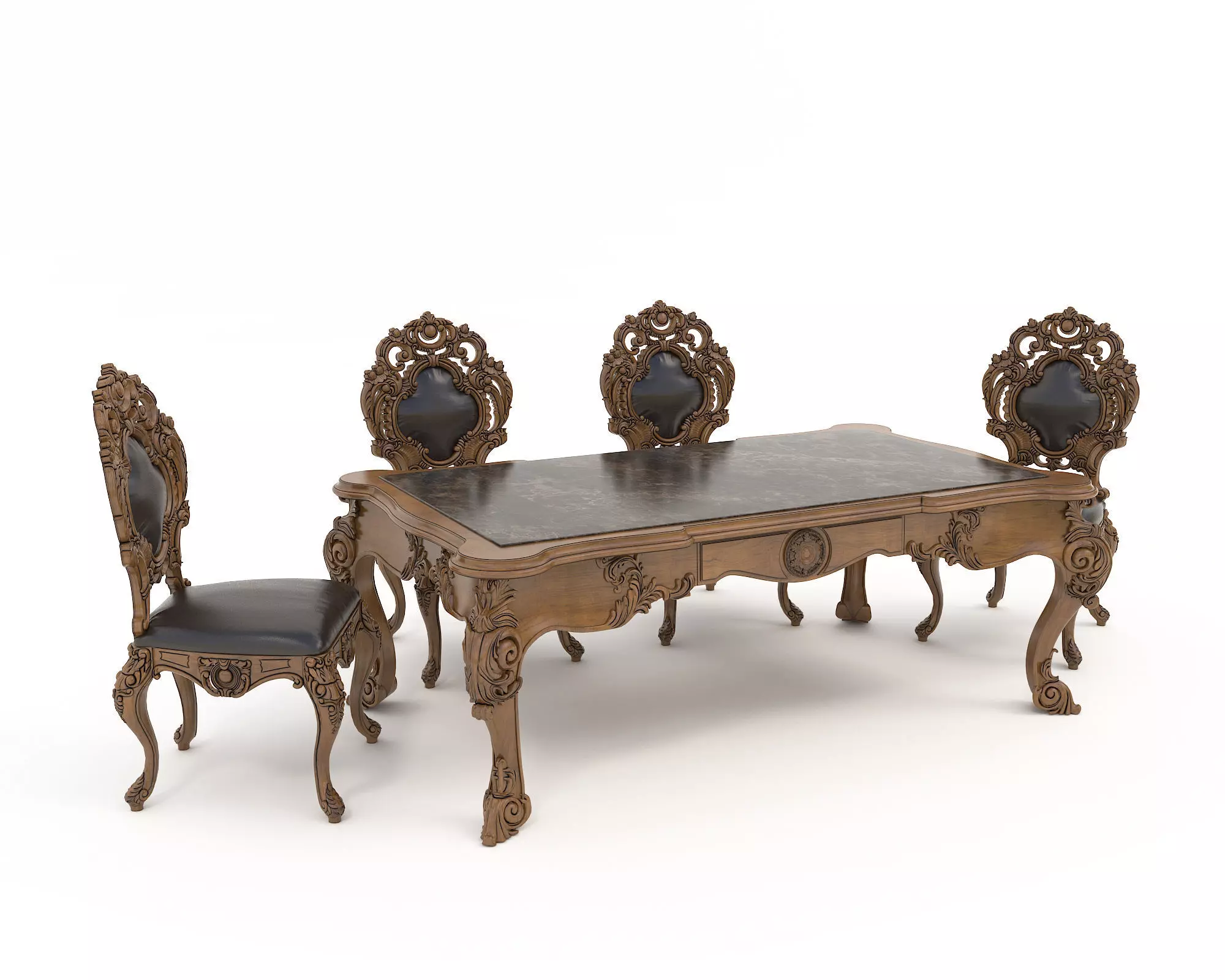 Classic European style Dining Table and Chairs 30 3D model_0